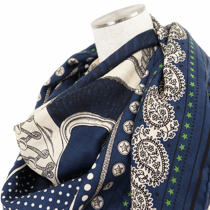Hermes Hermes Hermes Carre Geant 140 Zouaves et Dragons Cashmere Silk Scarf Textile Scarf DUTY FREE for USA Size ONE SIZE - 2 Thumbnail