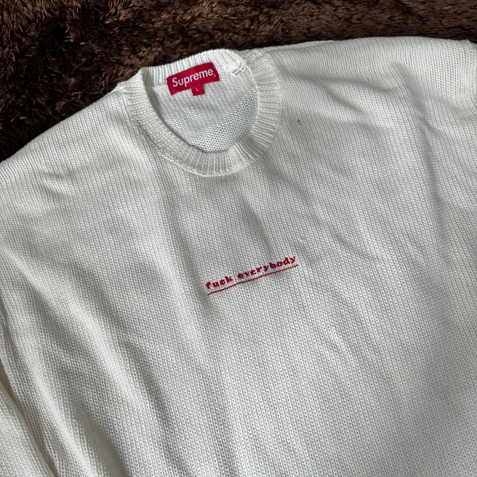 Supreme Supreme White Sweater L Women Size L / US 10 / IT 46 - 2 Thumbnail