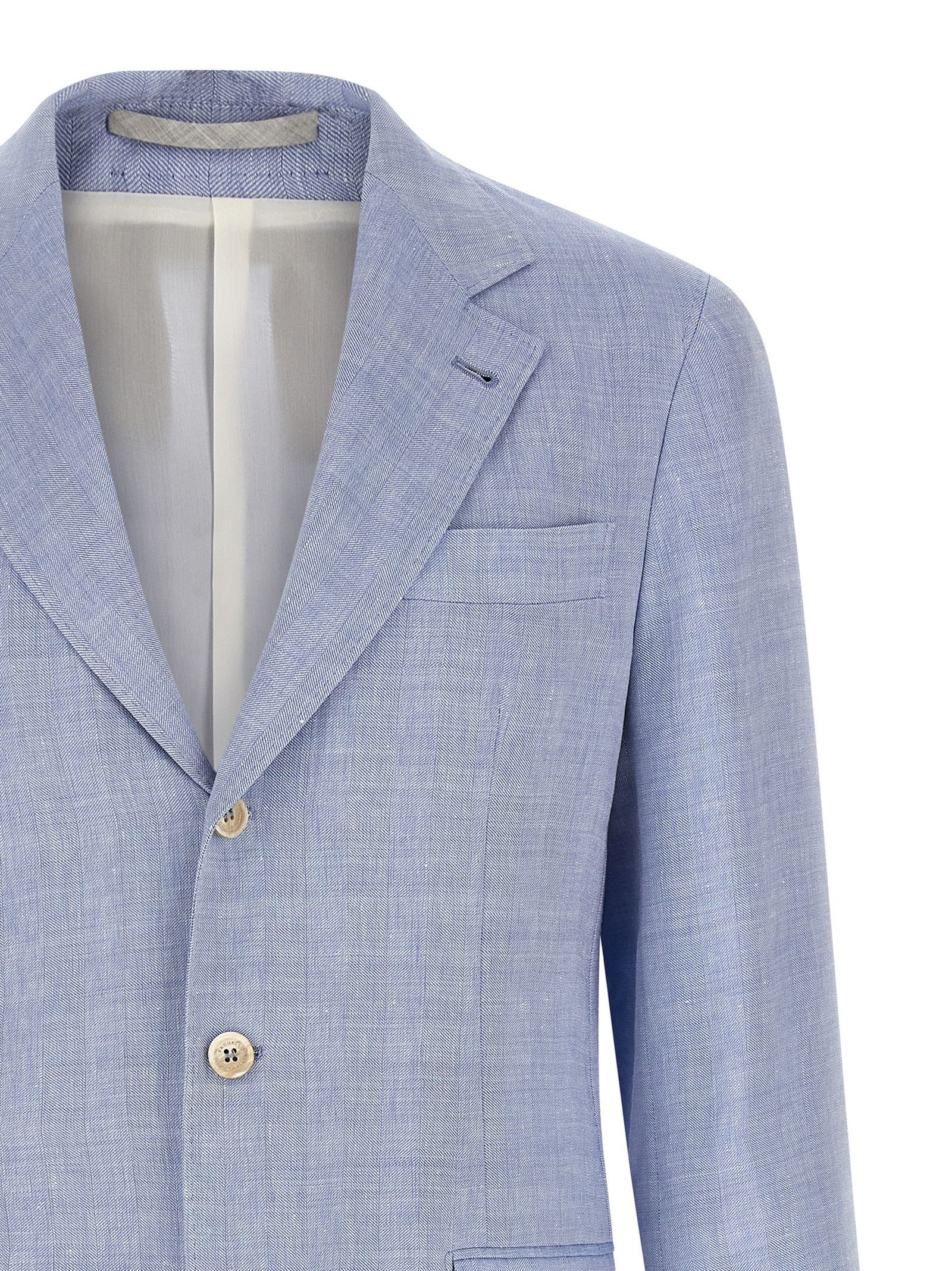 Brunello Cucinelli Linen And Wool Chevron Blazer Size 54R - 3 Thumbnail