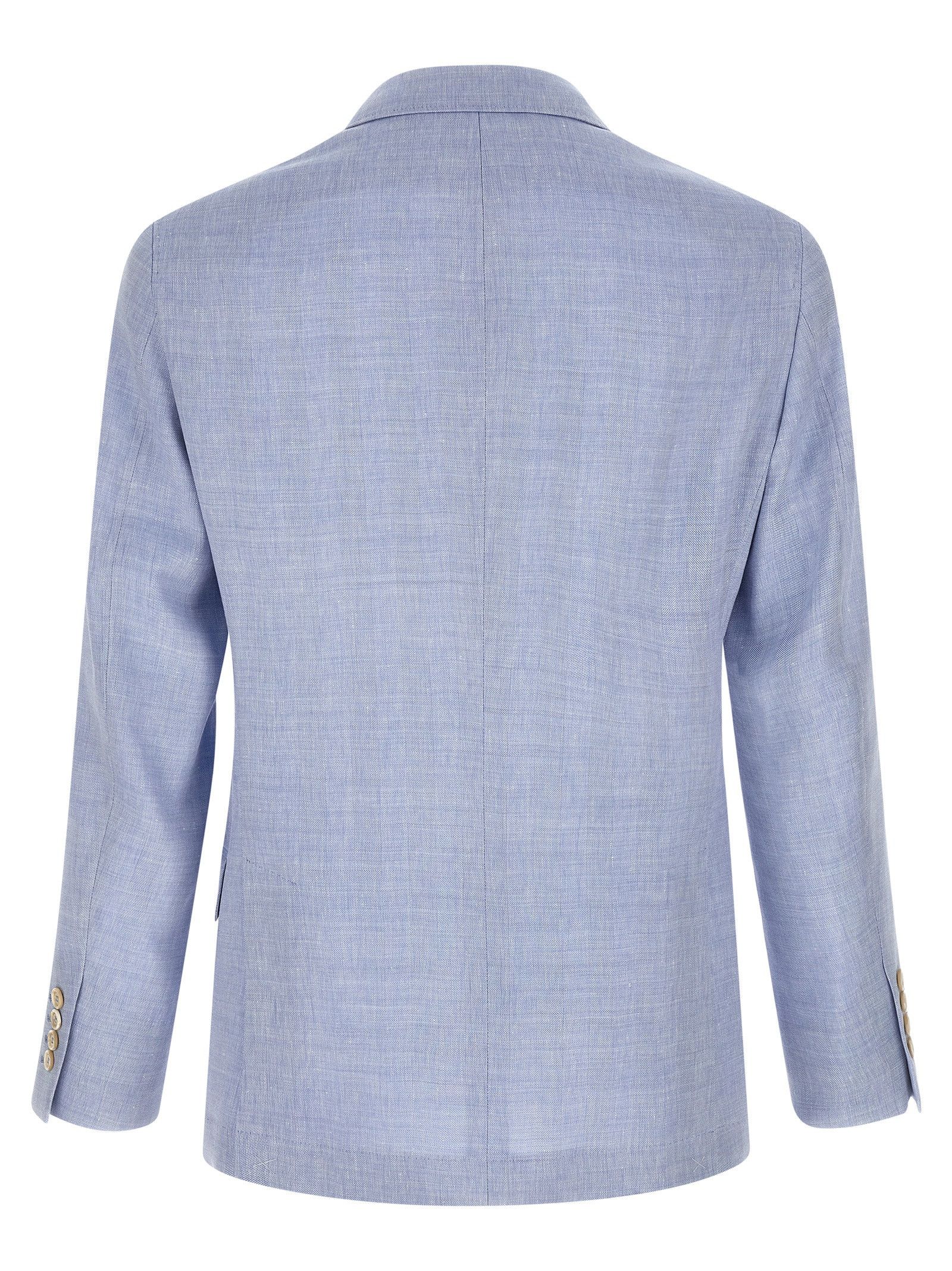 Brunello Cucinelli Linen And Wool Chevron Blazer Size 54R - 2 Thumbnail