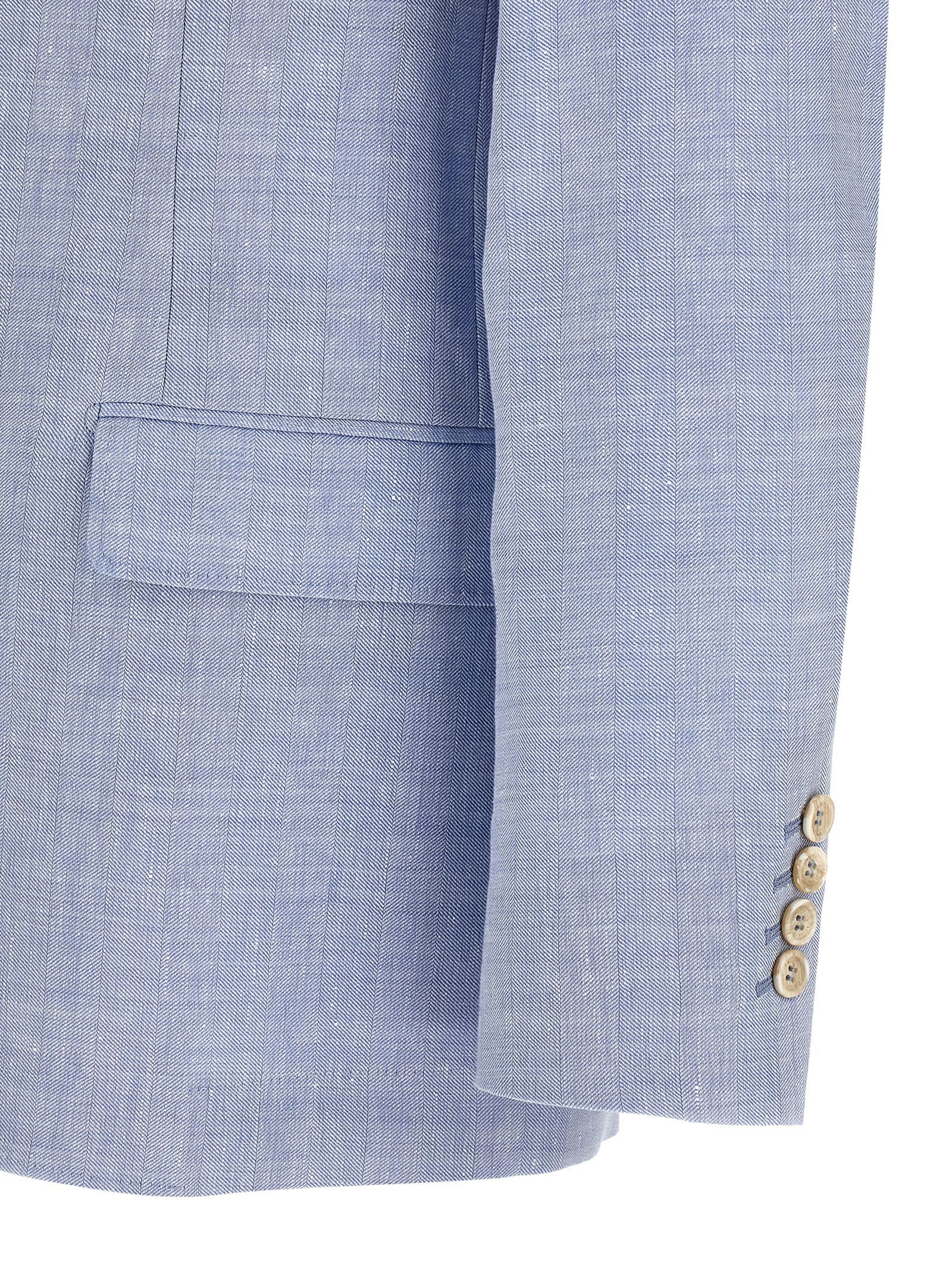 Brunello Cucinelli Linen And Wool Chevron Blazer Size 54R - 4 Thumbnail