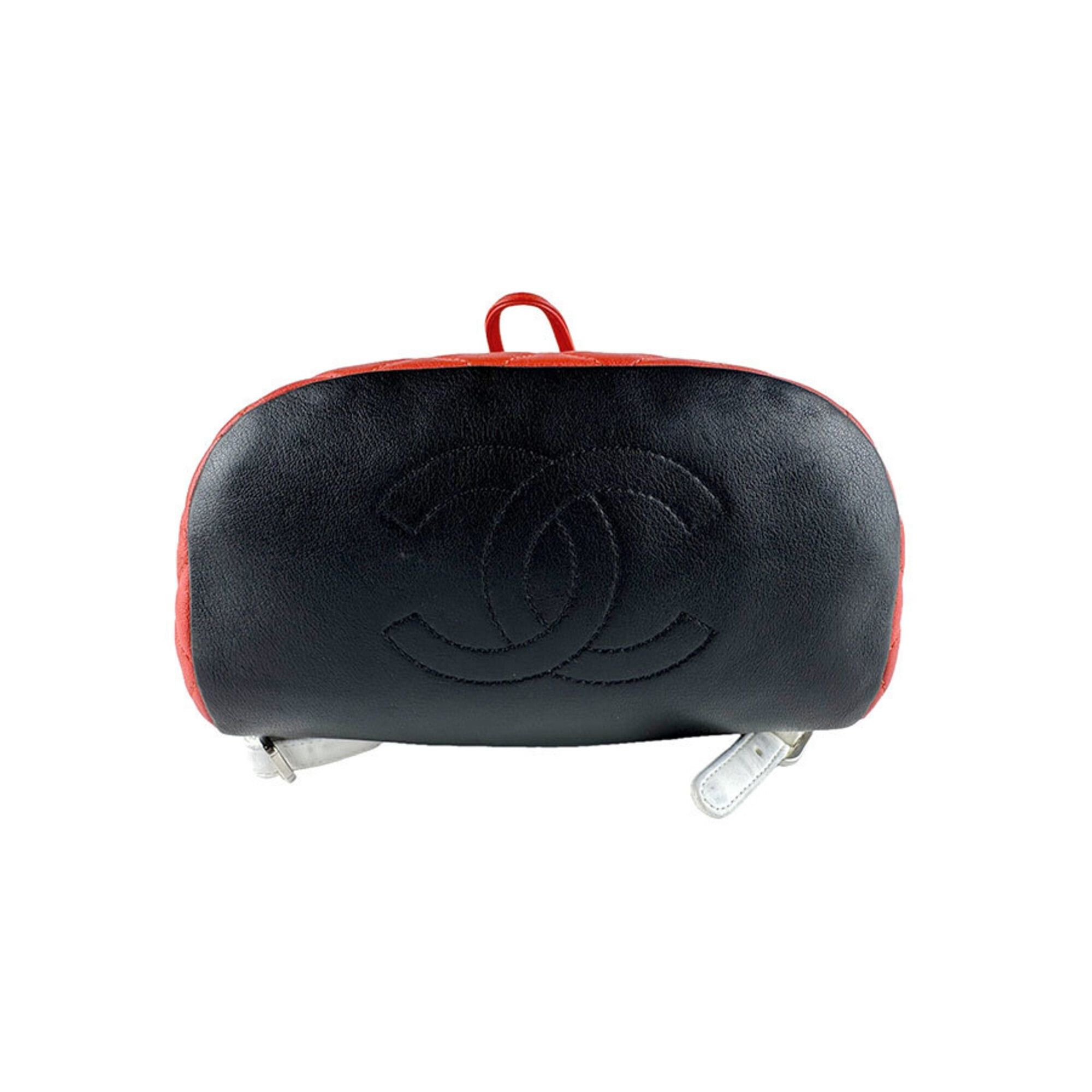 Other Chanel CHANEL Backpack, Lambskin, Orange, Navy, White, Black, Silver, Women's z9277 Size ONE SIZE - 4 Thumbnail