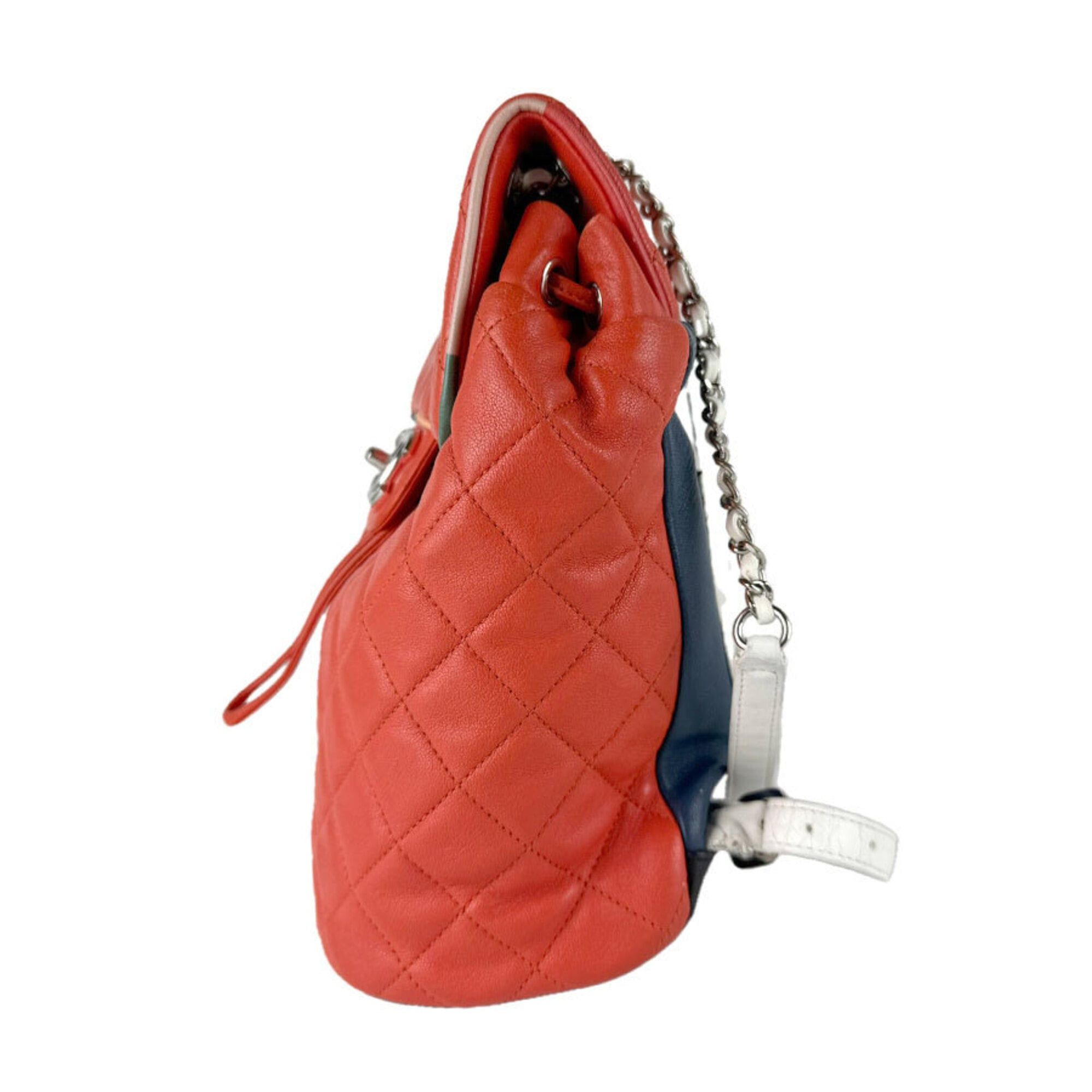 Other Chanel CHANEL Backpack, Lambskin, Orange, Navy, White, Black, Silver, Women's z9277 Size ONE SIZE - 2 Thumbnail
