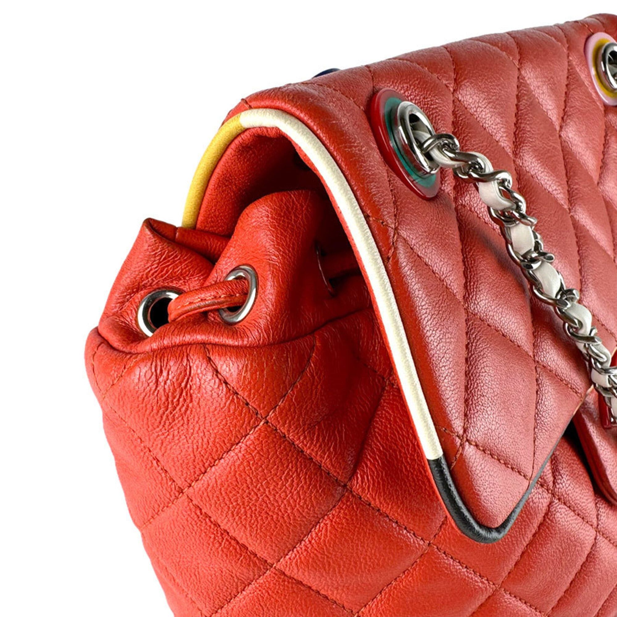Other Chanel CHANEL Backpack, Lambskin, Orange, Navy, White, Black, Silver, Women's z9277 Size ONE SIZE - 6 Thumbnail