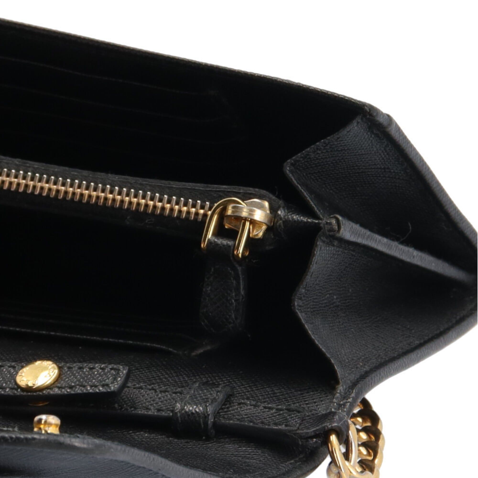 Prada Prada Saffiano Shoulder Bag, Leather 1BP005 Black, Women's PRADA Wallet, Chain Wallet Size ONE SIZE - 8 Thumbnail