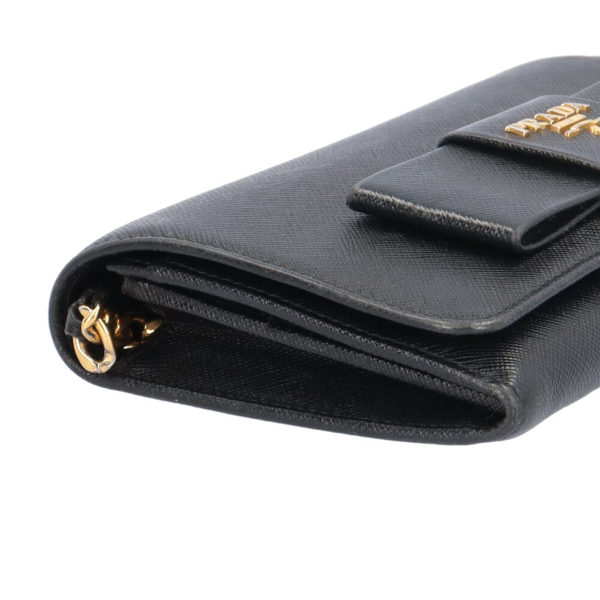 Prada Prada Saffiano Shoulder Bag, Leather 1BP005 Black, Women's PRADA Wallet, Chain Wallet Size ONE SIZE - 9 Thumbnail