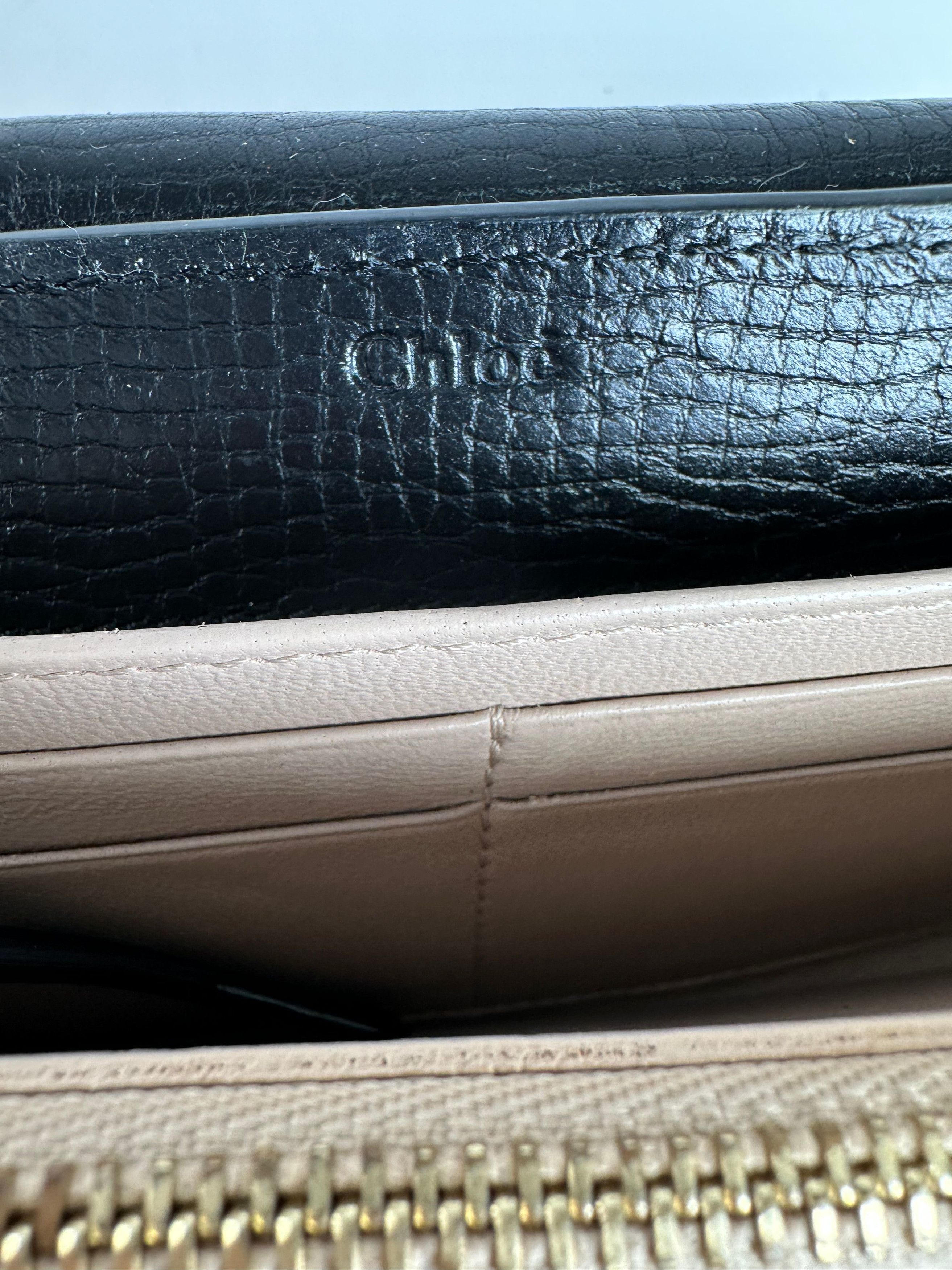 Chloe Vintage Snake Emblossed Leather Wallet Black Beige Size ONE SIZE - 5 Thumbnail