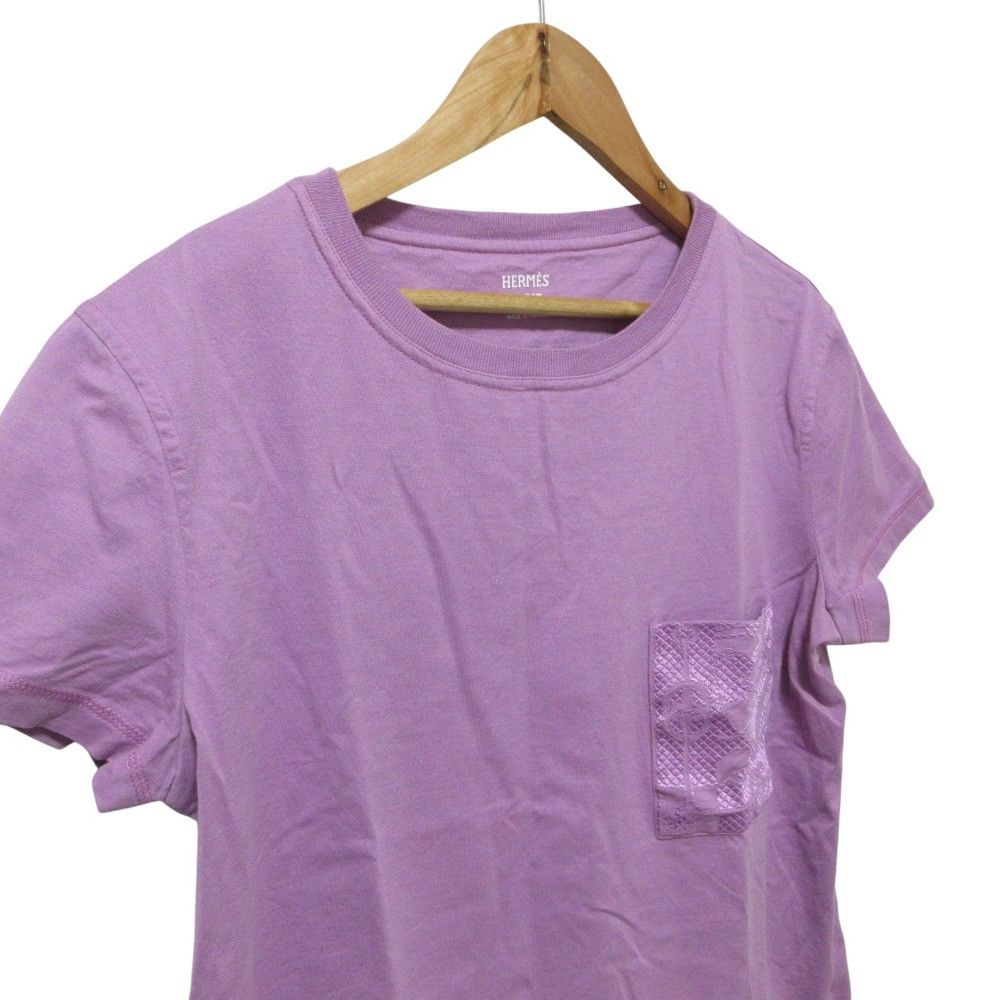 Hermes Hermes Hermes Embroidered Pocket Cotton T Shirt Textile T-Shirts 2E4611DUB DUTY FREE for USA Size ONE SIZE - 4 Thumbnail