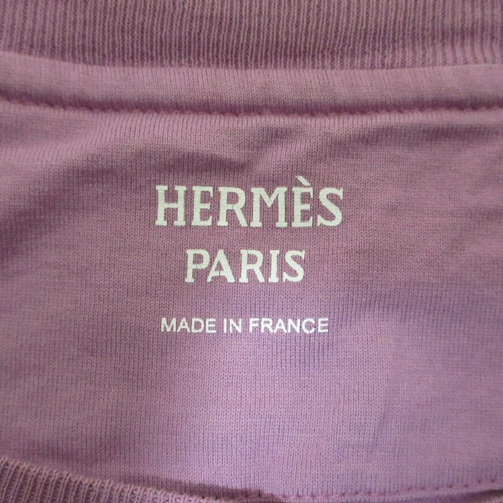Hermes Hermes Hermes Embroidered Pocket Cotton T Shirt Textile T-Shirts 2E4611DUB DUTY FREE for USA Size ONE SIZE - 3 Thumbnail