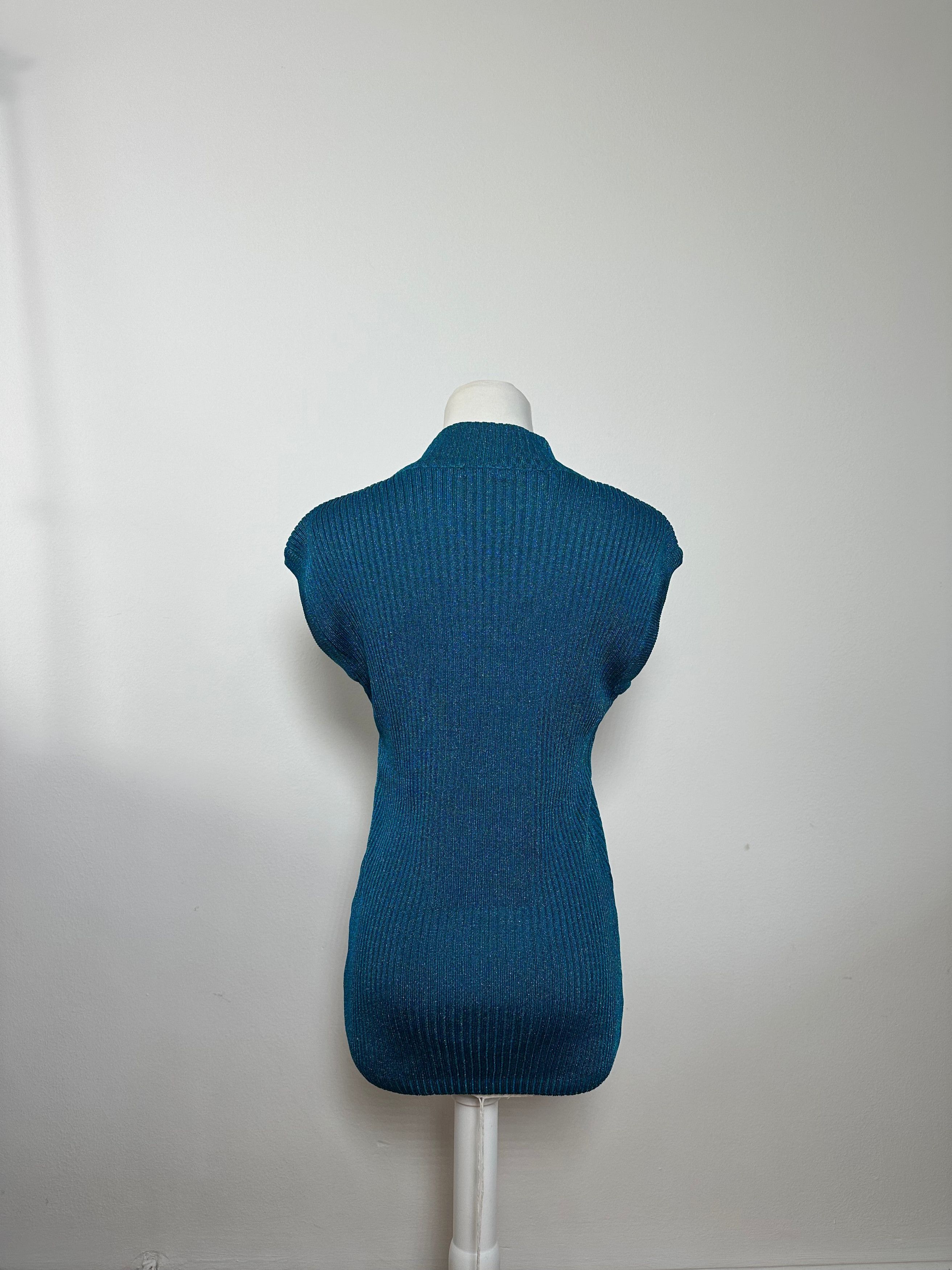 Dior Vintage Turtleneck Wool Top Blue Green L Size L / US 10 / IT 46 - 3 Thumbnail
