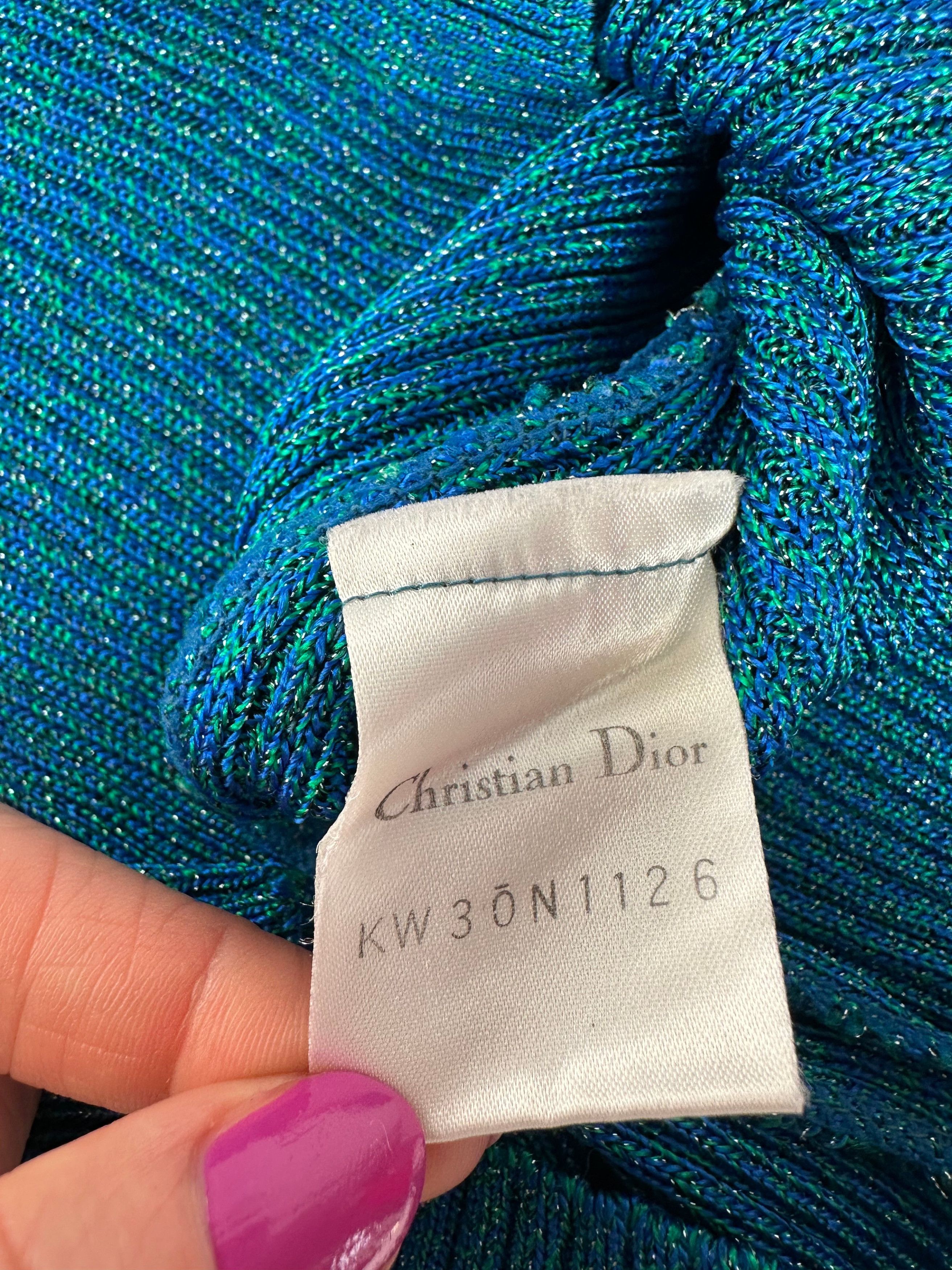 Dior Vintage Turtleneck Wool Top Blue Green L Size L / US 10 / IT 46 - 8 Thumbnail