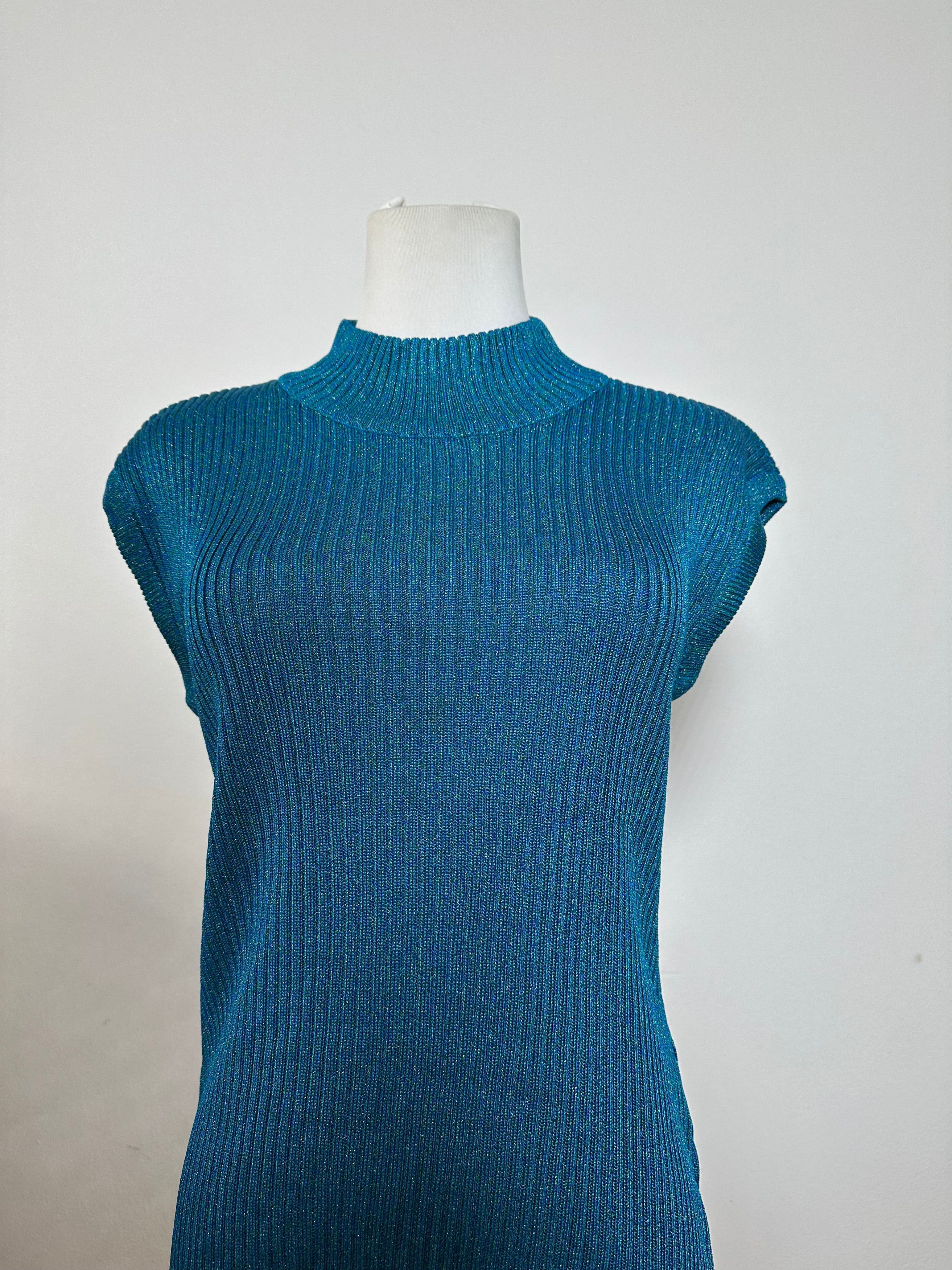 Dior Vintage Turtleneck Wool Top Blue Green L Size L / US 10 / IT 46 - 9 Thumbnail