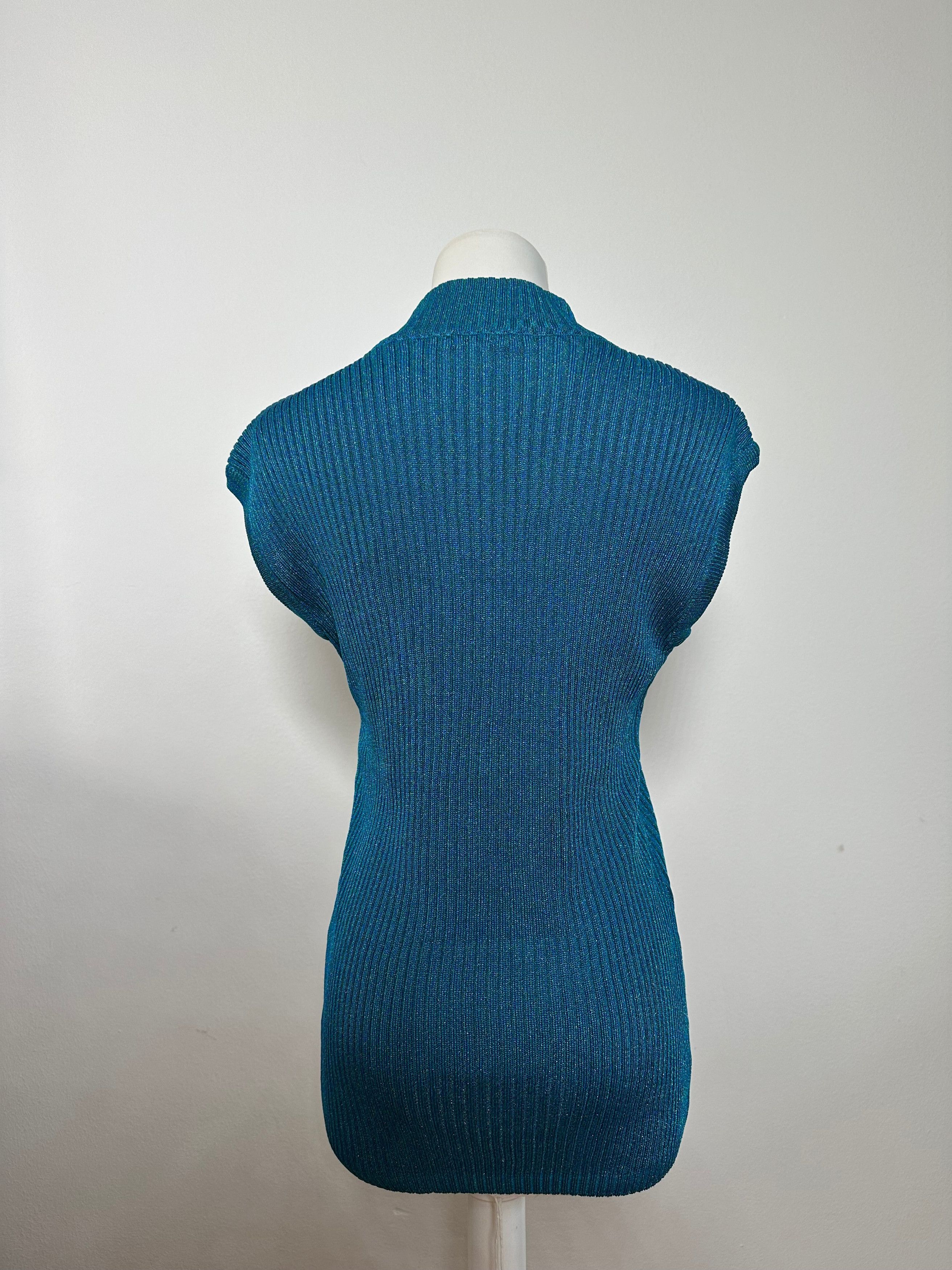 Dior Vintage Turtleneck Wool Top Blue Green L Size L / US 10 / IT 46 - 10 Thumbnail