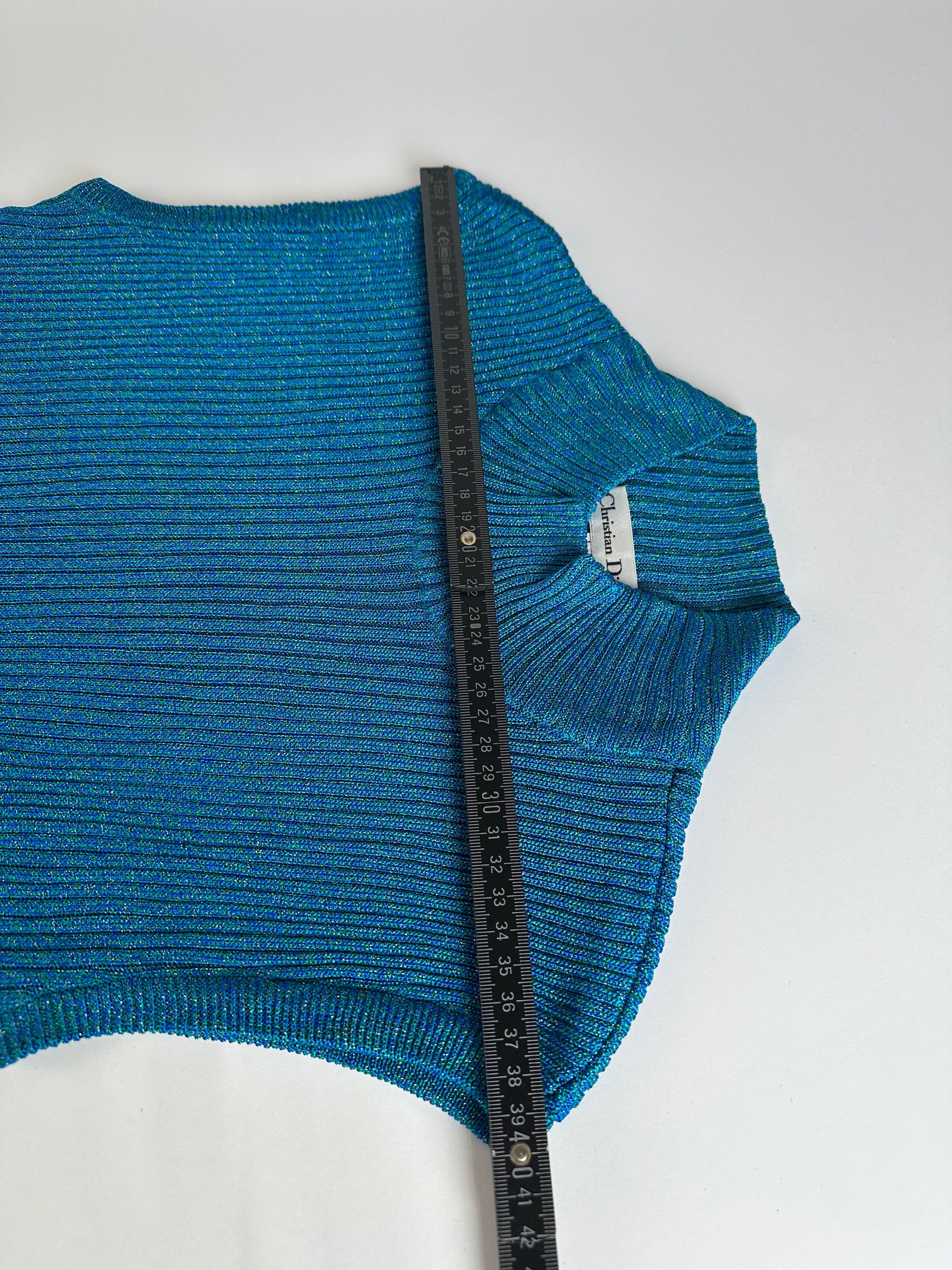 Dior Vintage Turtleneck Wool Top Blue Green L Size L / US 10 / IT 46 - 13 Thumbnail