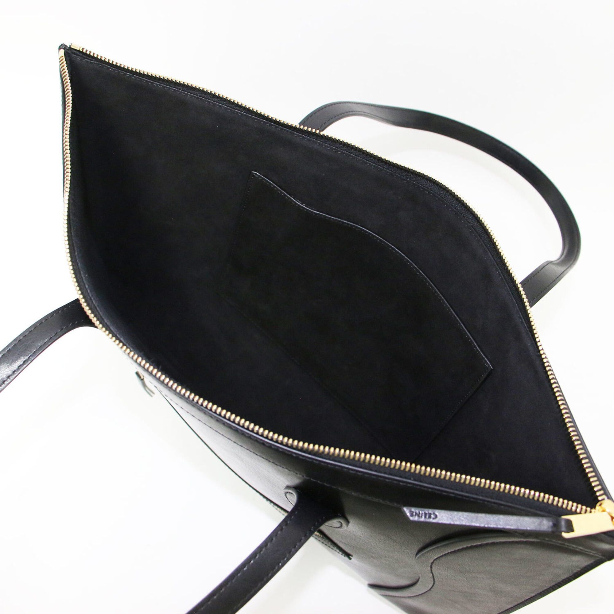 Celine Celine bag, black, flat luggage, glossy calfskin, tote handbag, smile face design, women's. Size ONE SIZE - 5 Thumbnail