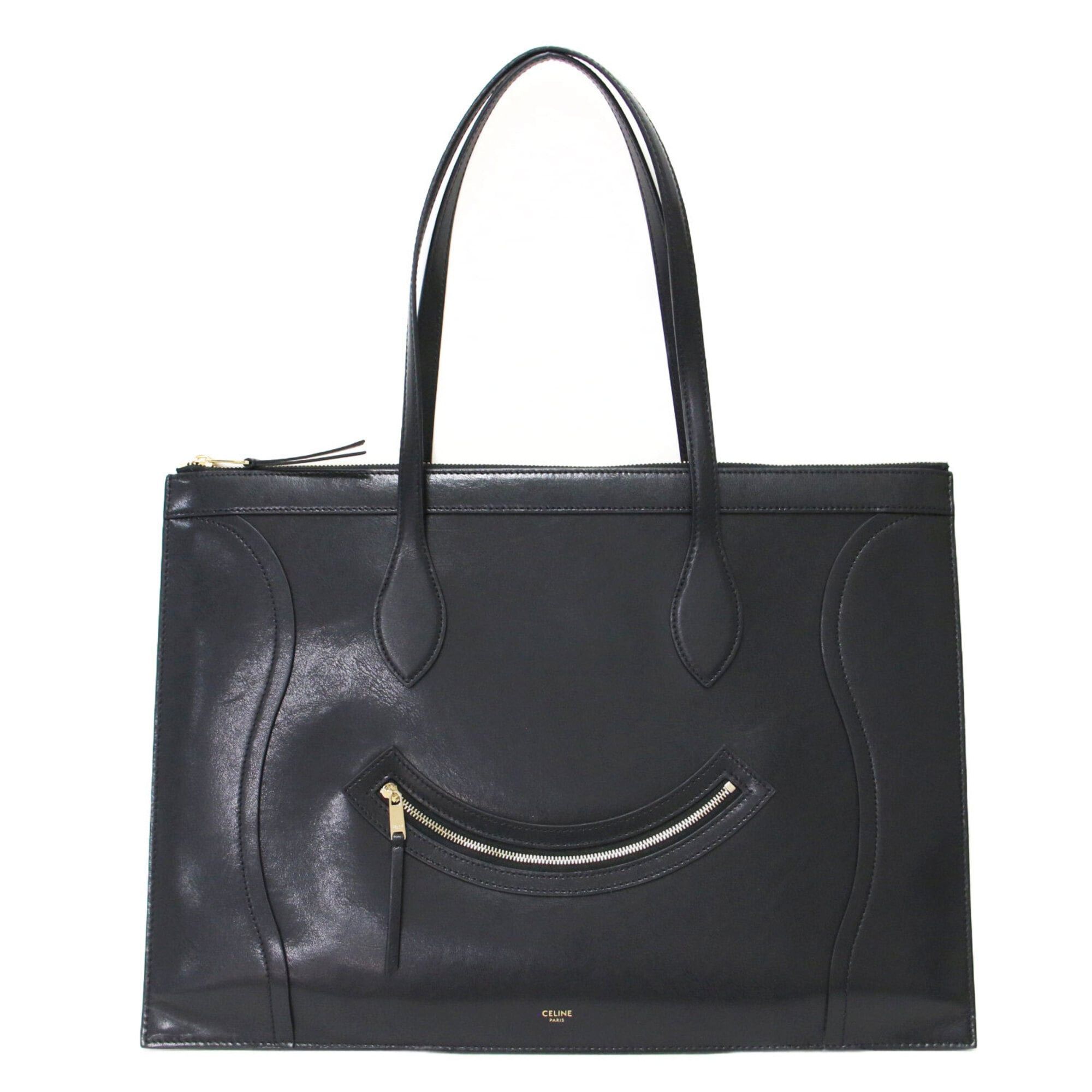 Celine Celine bag, black, flat luggage, glossy calfskin, tote handbag, smile face design, women's. Size ONE SIZE - 3 Thumbnail