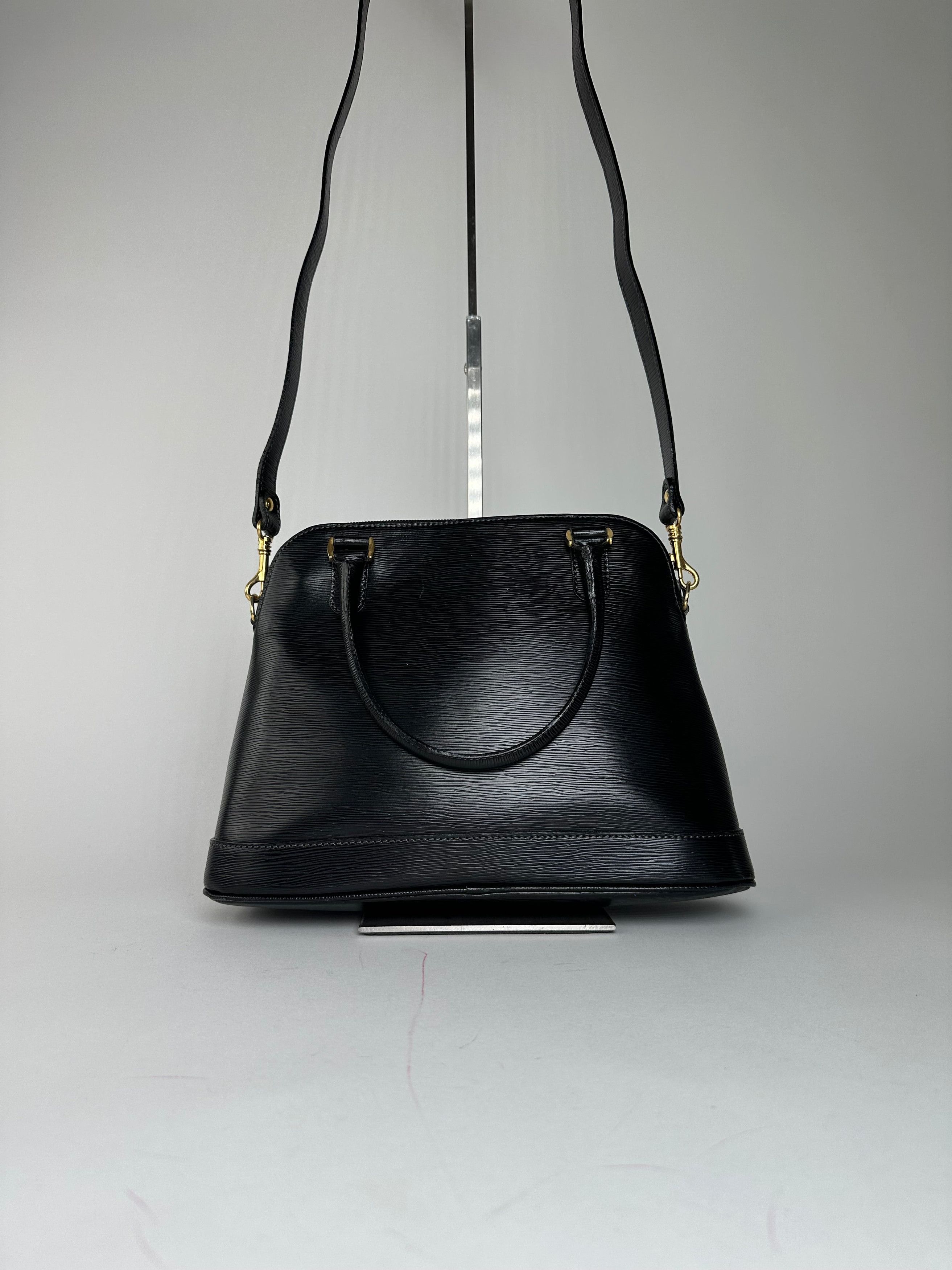 Courreges Vintage 2Way Riffeled Leather Handbag Black Size ONE SIZE - 2 Thumbnail