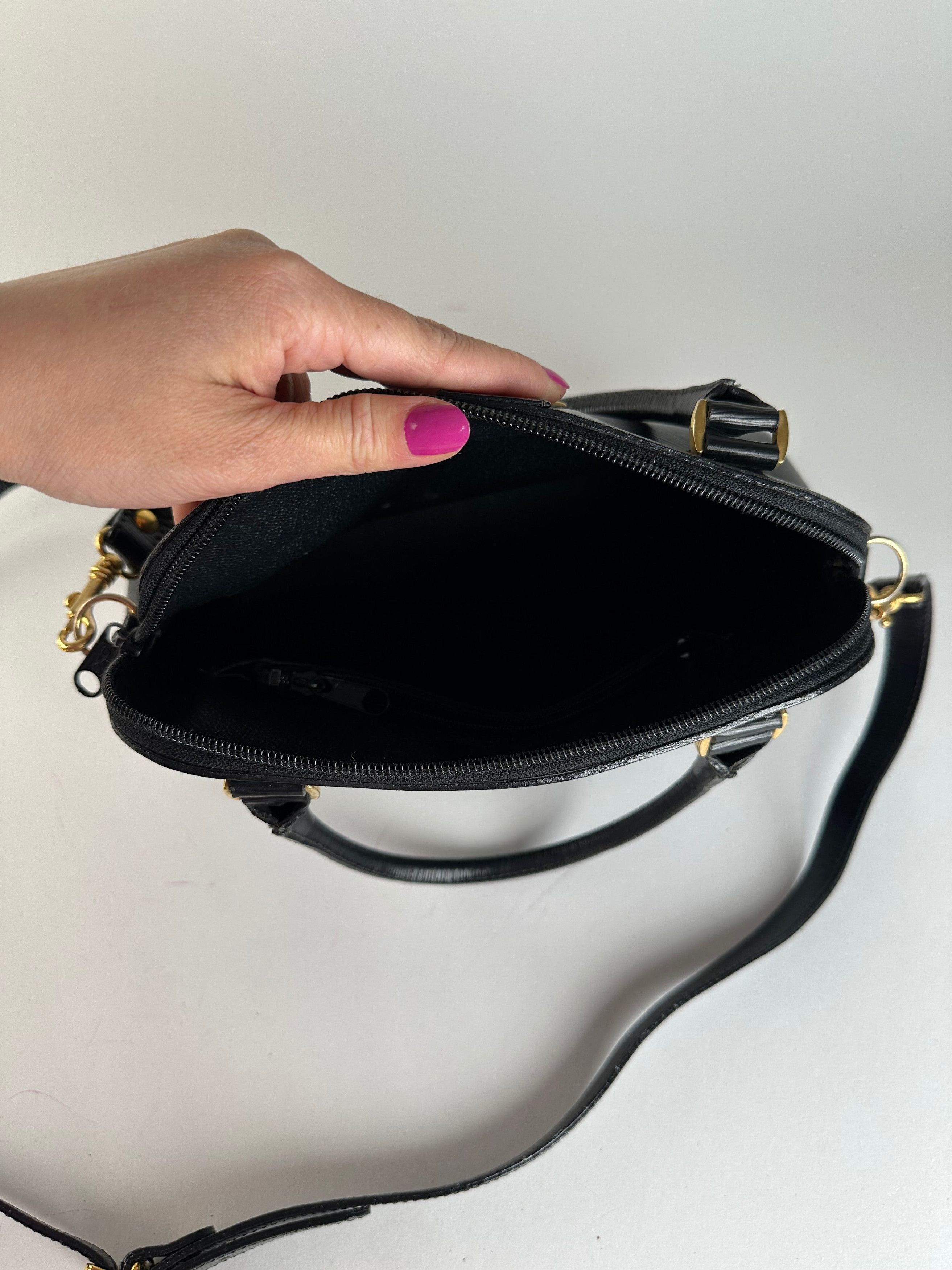 Courreges Vintage 2Way Riffeled Leather Handbag Black Size ONE SIZE - 3 Thumbnail
