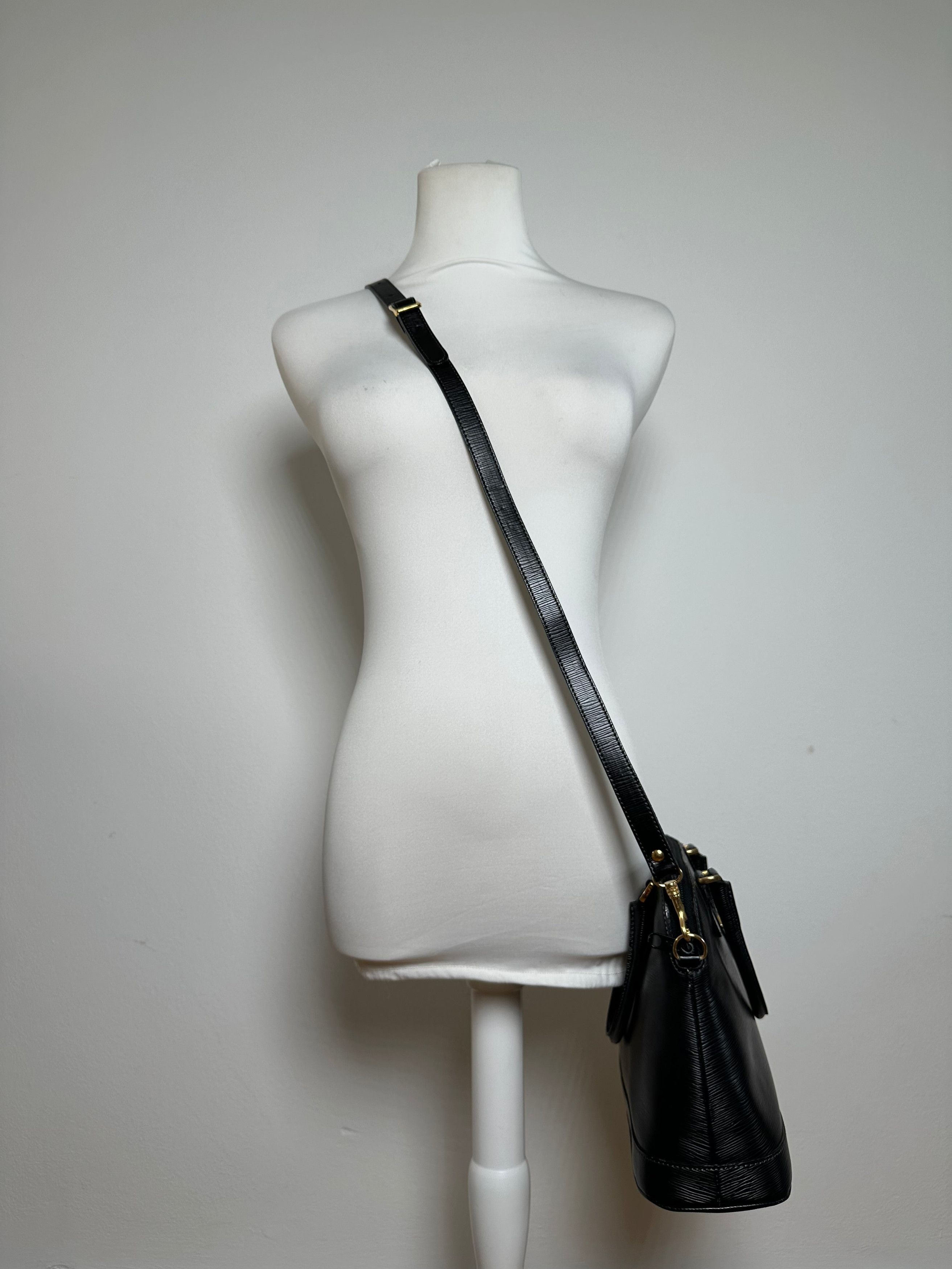 Courreges Vintage 2Way Riffeled Leather Handbag Black Size ONE SIZE - 6 Thumbnail