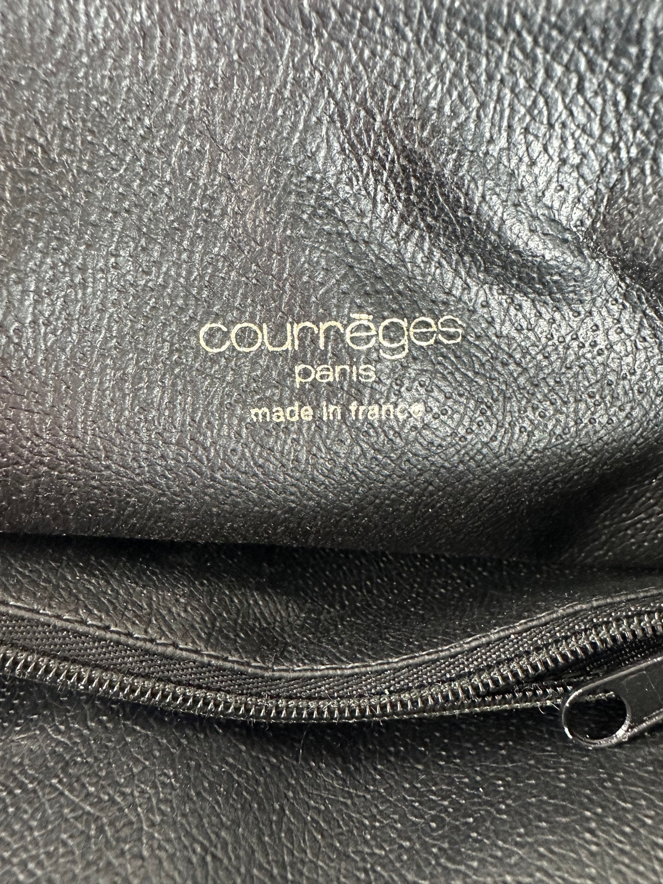 Courreges Vintage 2Way Riffeled Leather Handbag Black Size ONE SIZE - 4 Thumbnail