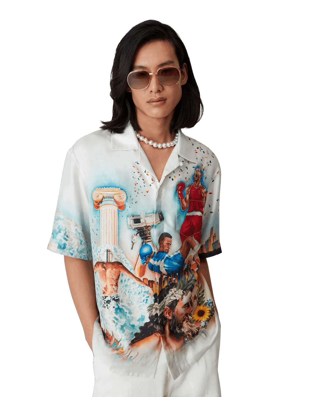 Casablanca Silk Twill Short Sleeve Cuban Collar Shirt Celebration Du Sp Size US XL / EU 56 / 4 - 4 Thumbnail