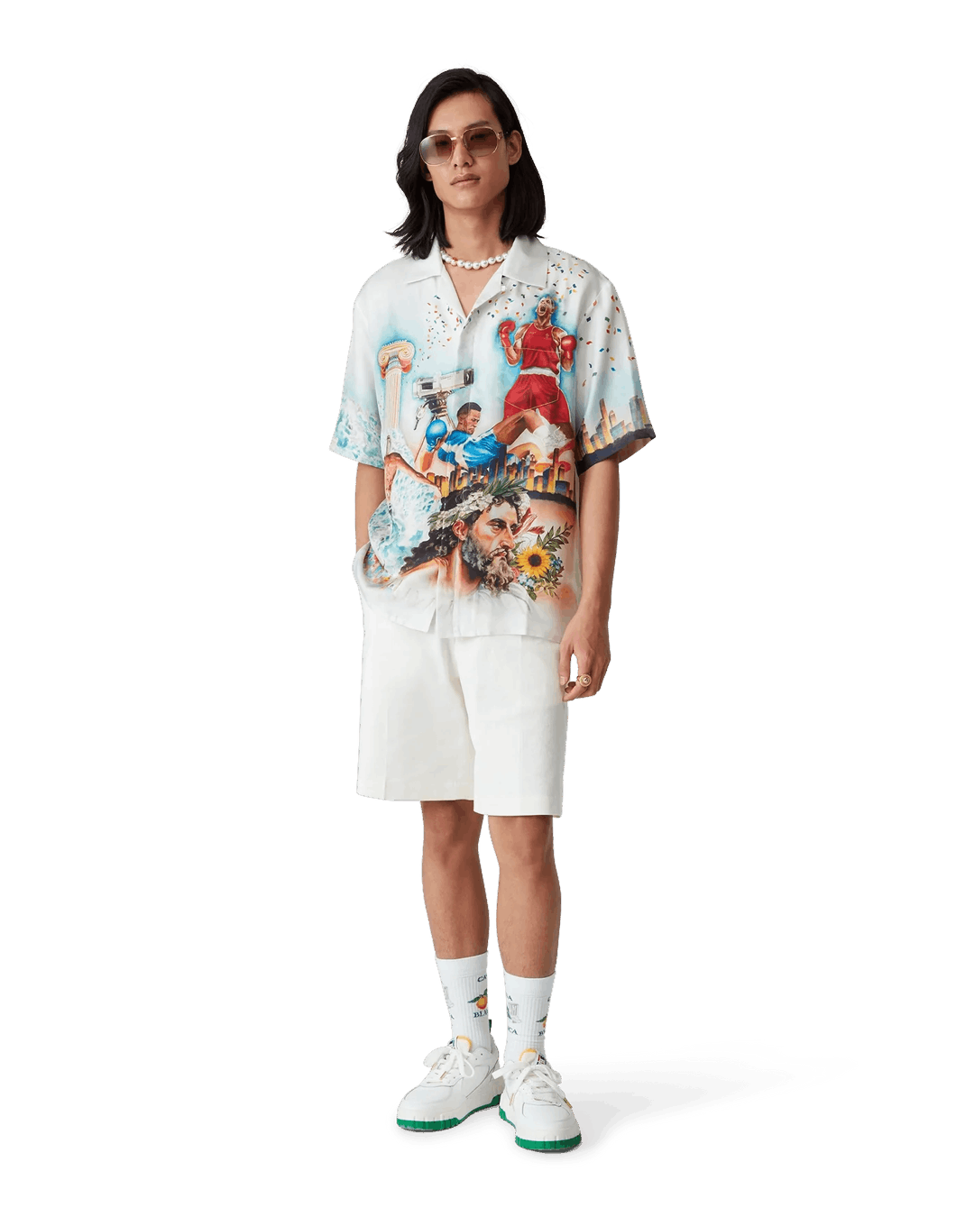 Casablanca Silk Twill Short Sleeve Cuban Collar Shirt Celebration Du Sp Size US XXS / EU 40 - 2 Thumbnail