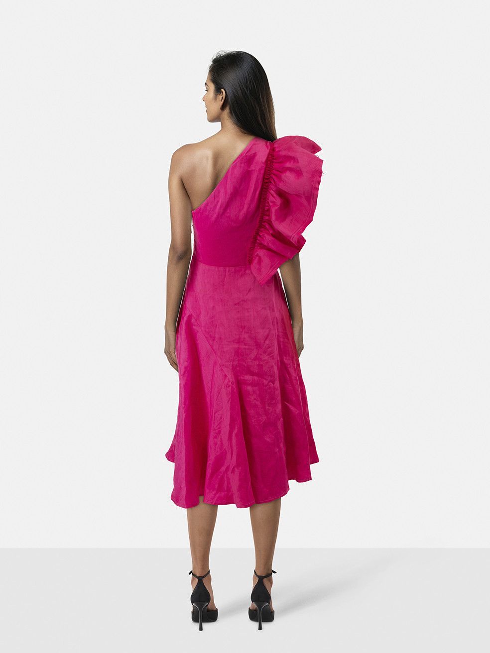 Aje Pink Bonjour Asymmetric Midi Dress Size XS / US 0-2 / IT 36-38 - 2 Thumbnail