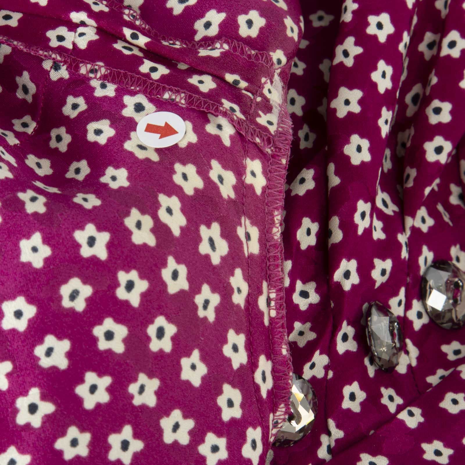 Azzaro Purple Silk Floral Dress Size S / US 4 / IT 40 - 7 Thumbnail