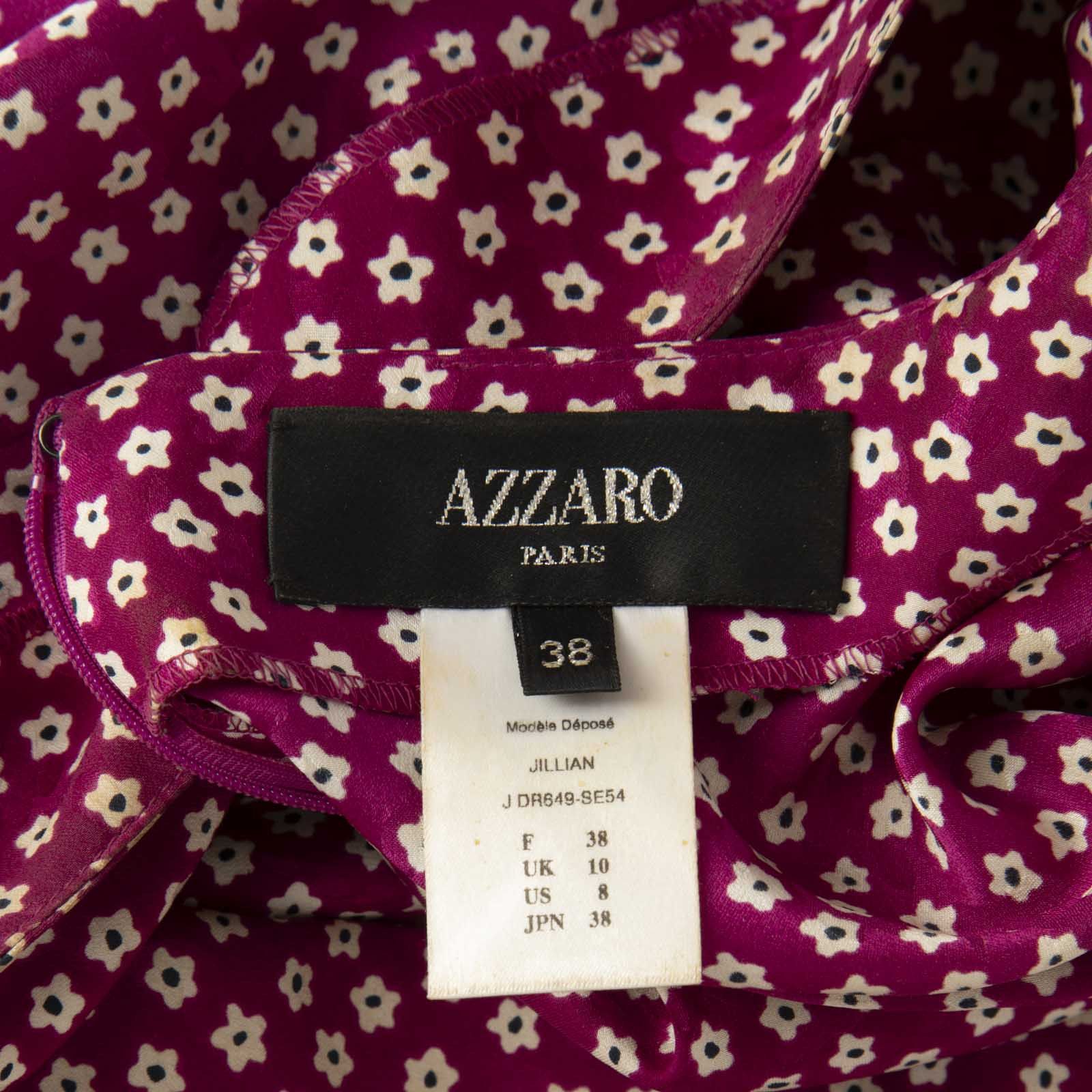 Azzaro Purple Silk Floral Dress Size S / US 4 / IT 40 - 8 Thumbnail