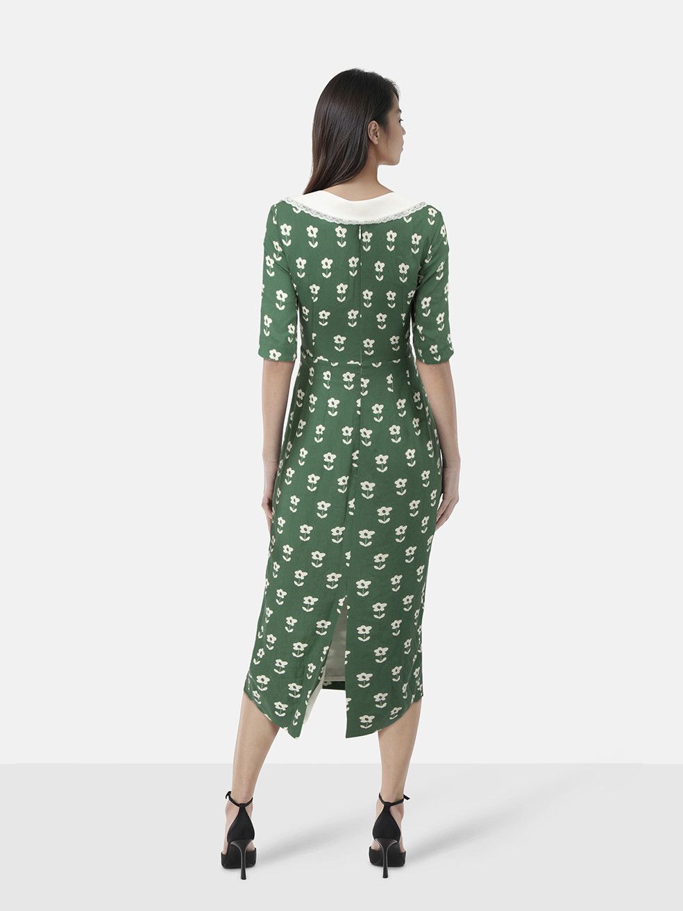 Alexa Chung Green Floral Clemence Cut-Out Dress Size XS / US 0-2 / IT 36-38 - 2 Thumbnail