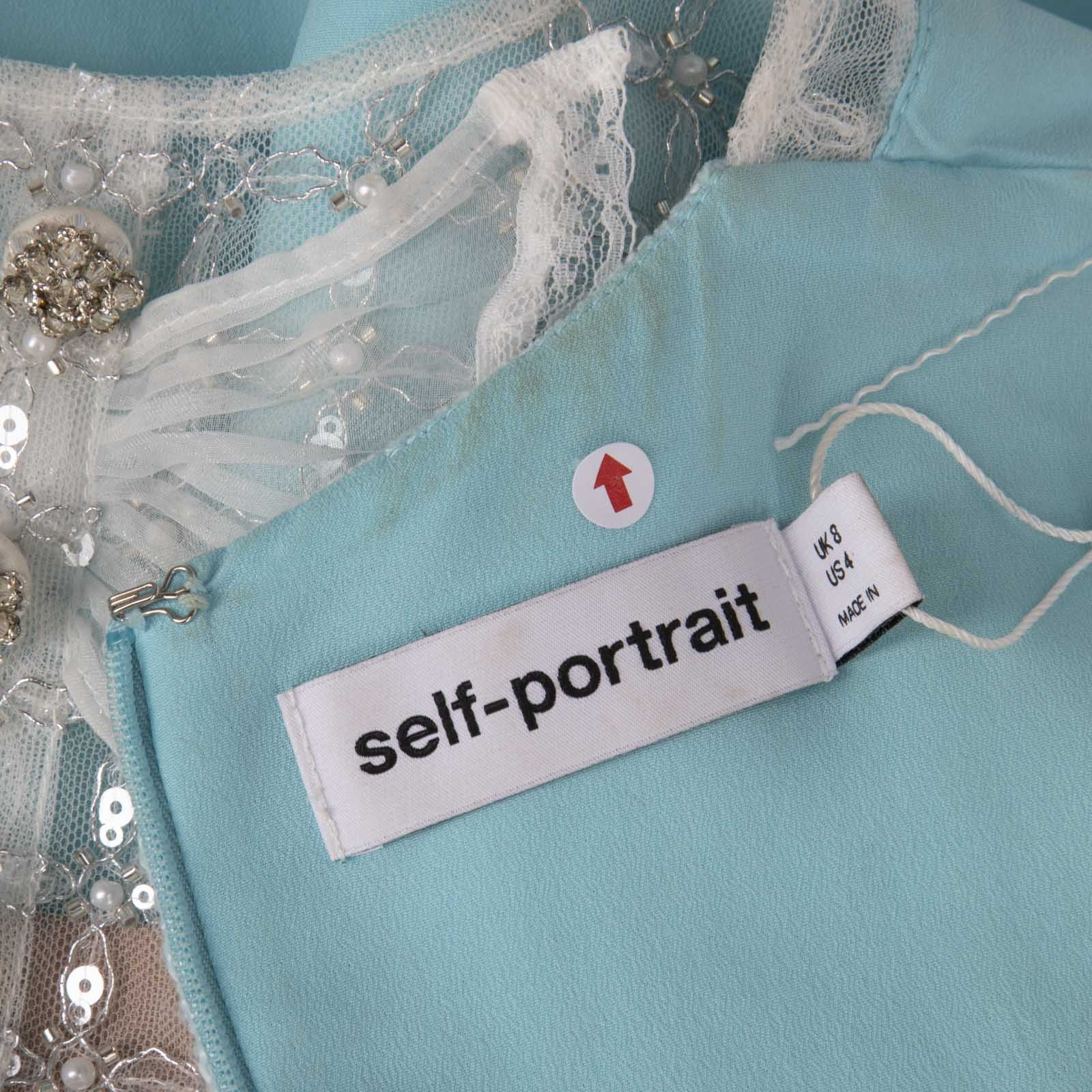 Self-Portrait Blue Boucle Mini Dress Size S / US 4 / IT 40 - 10 Thumbnail