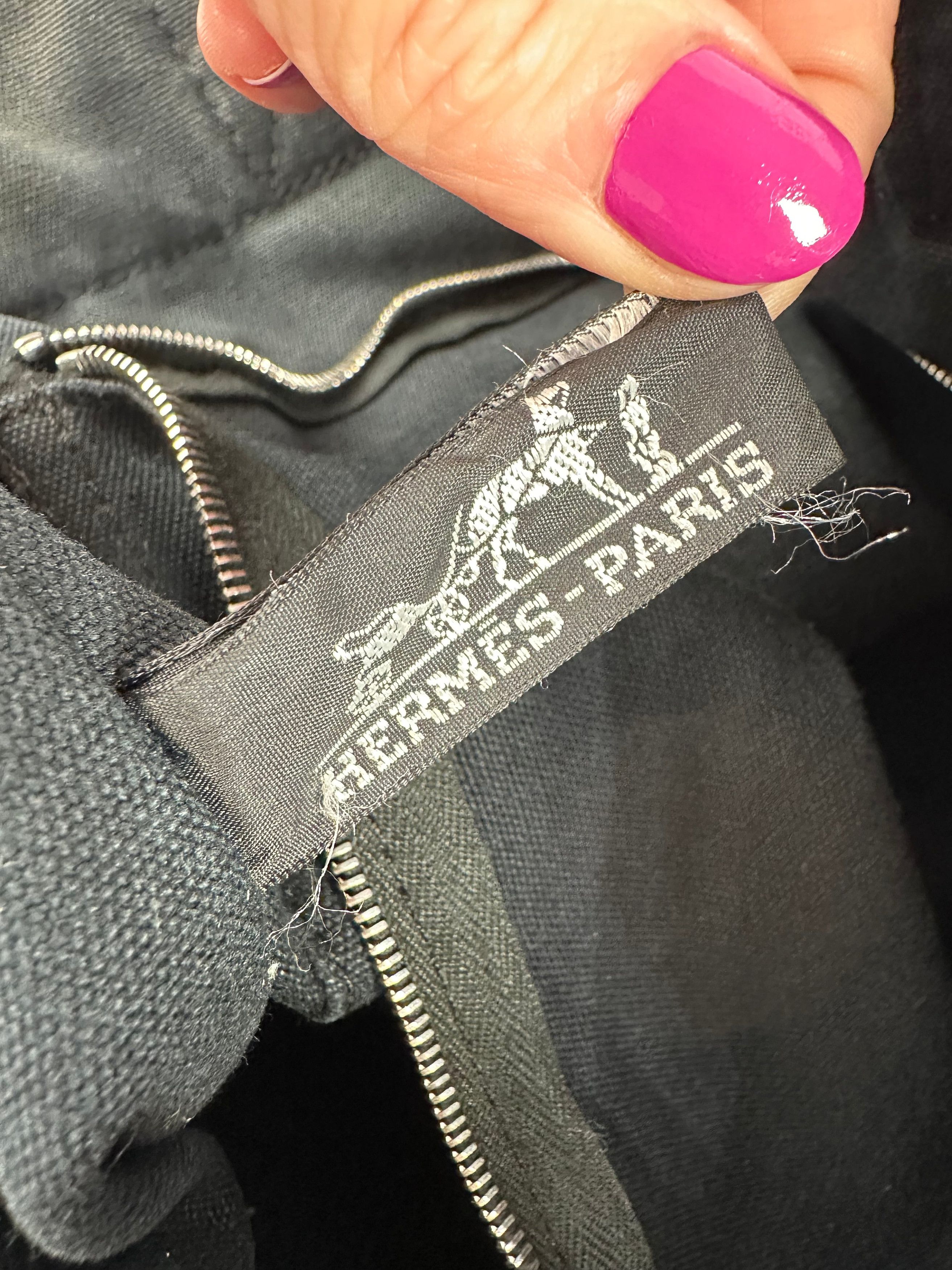 Other Vintage Hermes Canvas Tote Bag Black Grey Size ONE SIZE - 5 Thumbnail