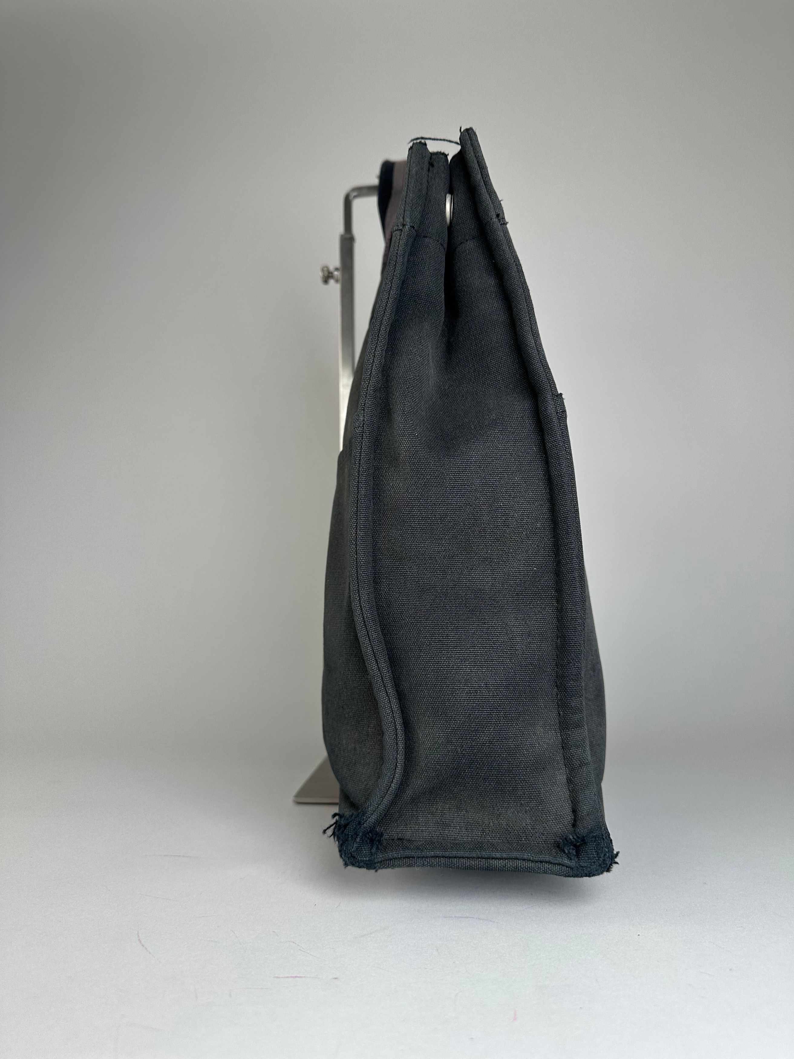 Other Vintage Hermes Canvas Tote Bag Black Grey Size ONE SIZE - 6 Thumbnail