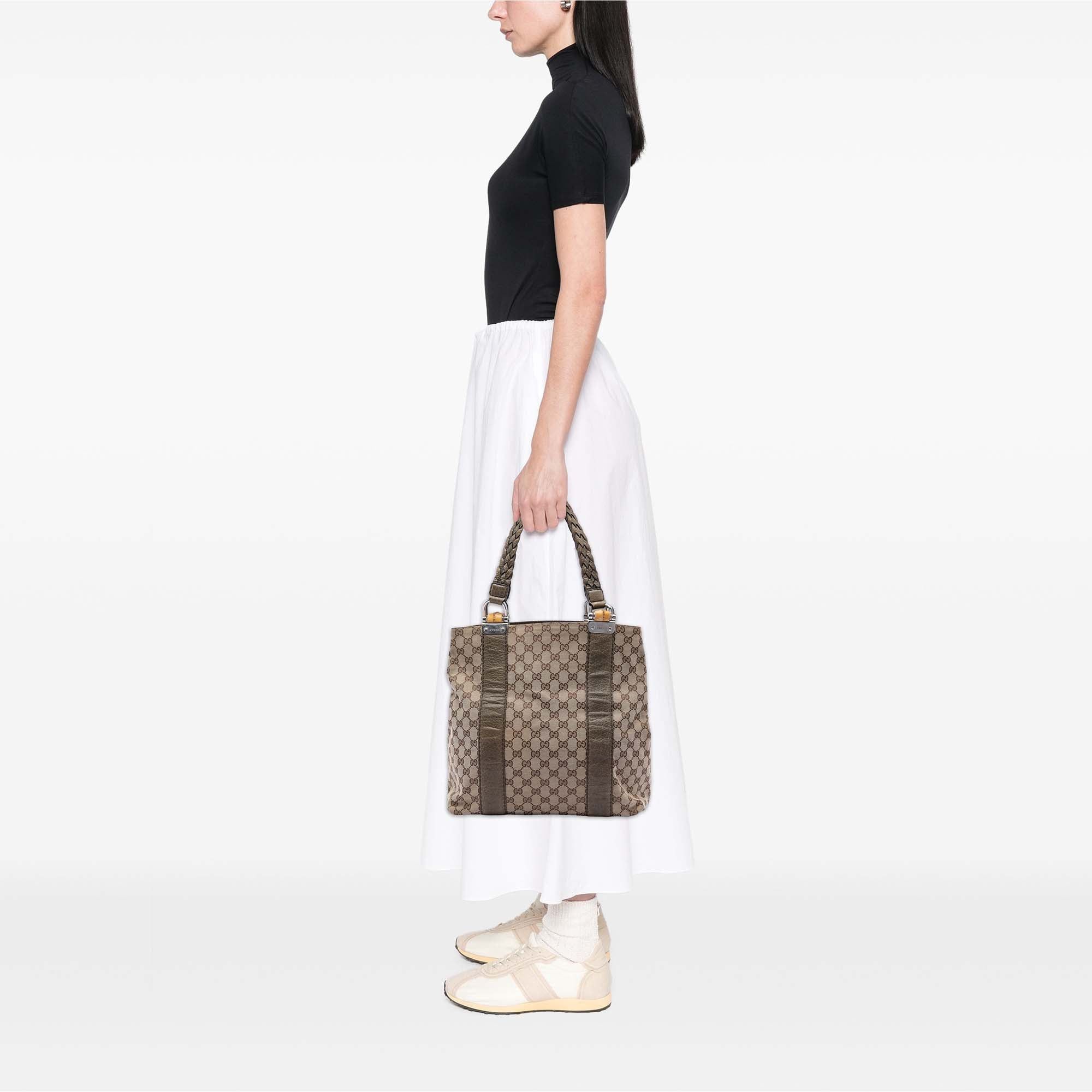 Gucci Large GG Canvas Bamboo Libeccio Tote Size ONE SIZE - 7 Thumbnail