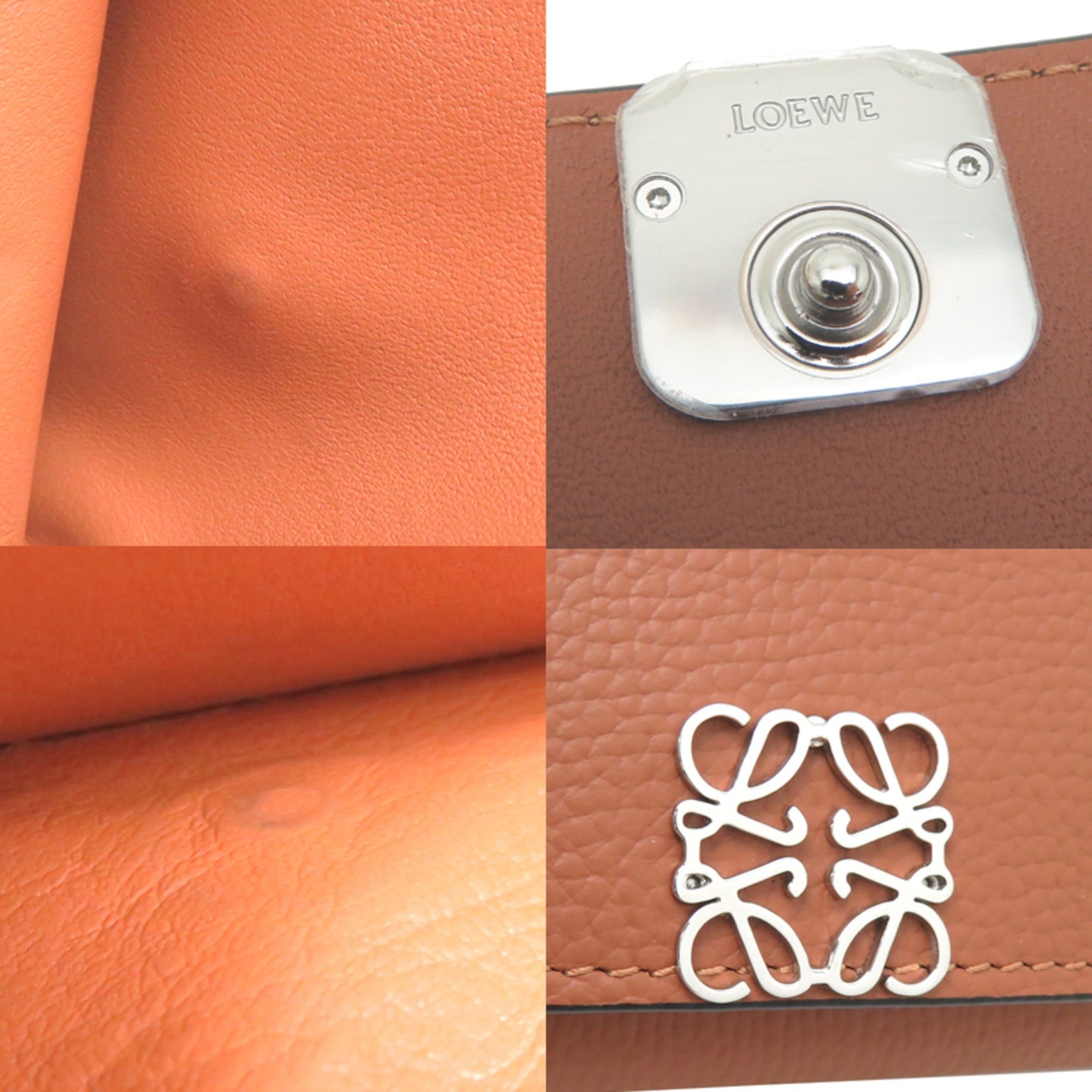 Loewe Loewe Anagram Trifold Compact Wallet, Women's Tri-fold Leather Brown Size ONE SIZE - 10 Thumbnail