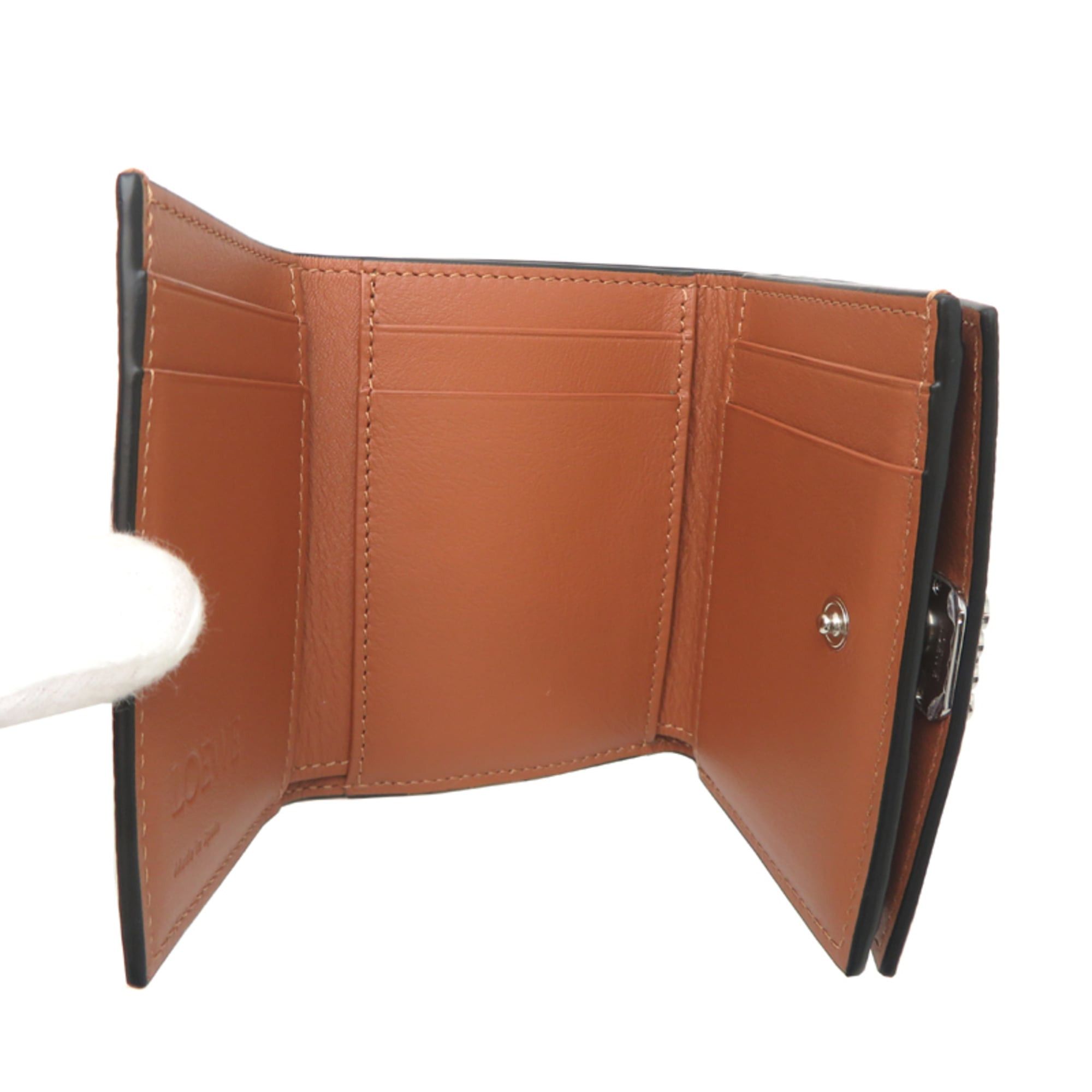 Loewe Loewe Anagram Trifold Compact Wallet, Women's Tri-fold Leather Brown Size ONE SIZE - 5 Thumbnail