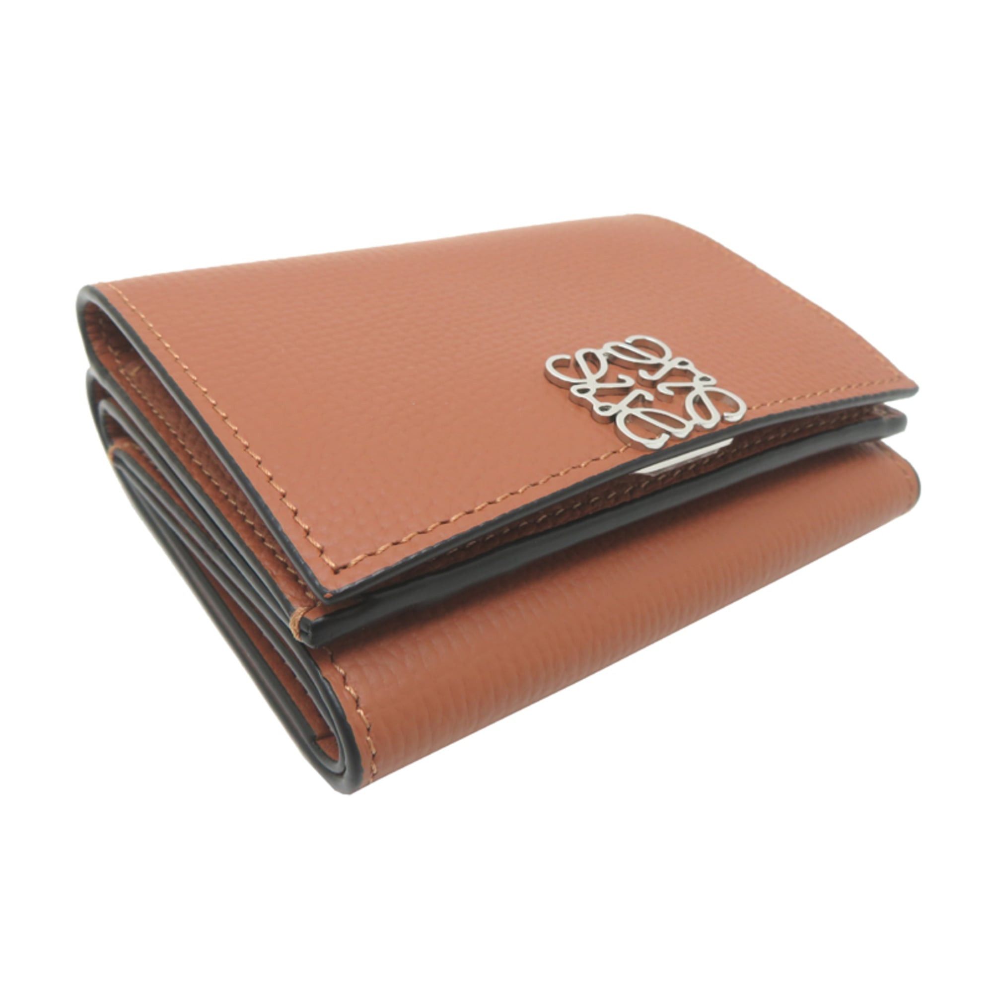 Loewe Loewe Anagram Trifold Compact Wallet, Women's Tri-fold Leather Brown Size ONE SIZE - 3 Thumbnail