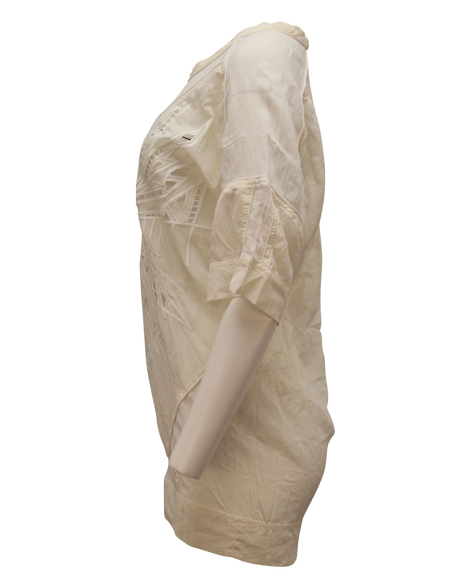 Iro Iro Patterned Laser Cut Dress in White Silk Size XS / US 0-2 / IT 36-38 - 2 Thumbnail