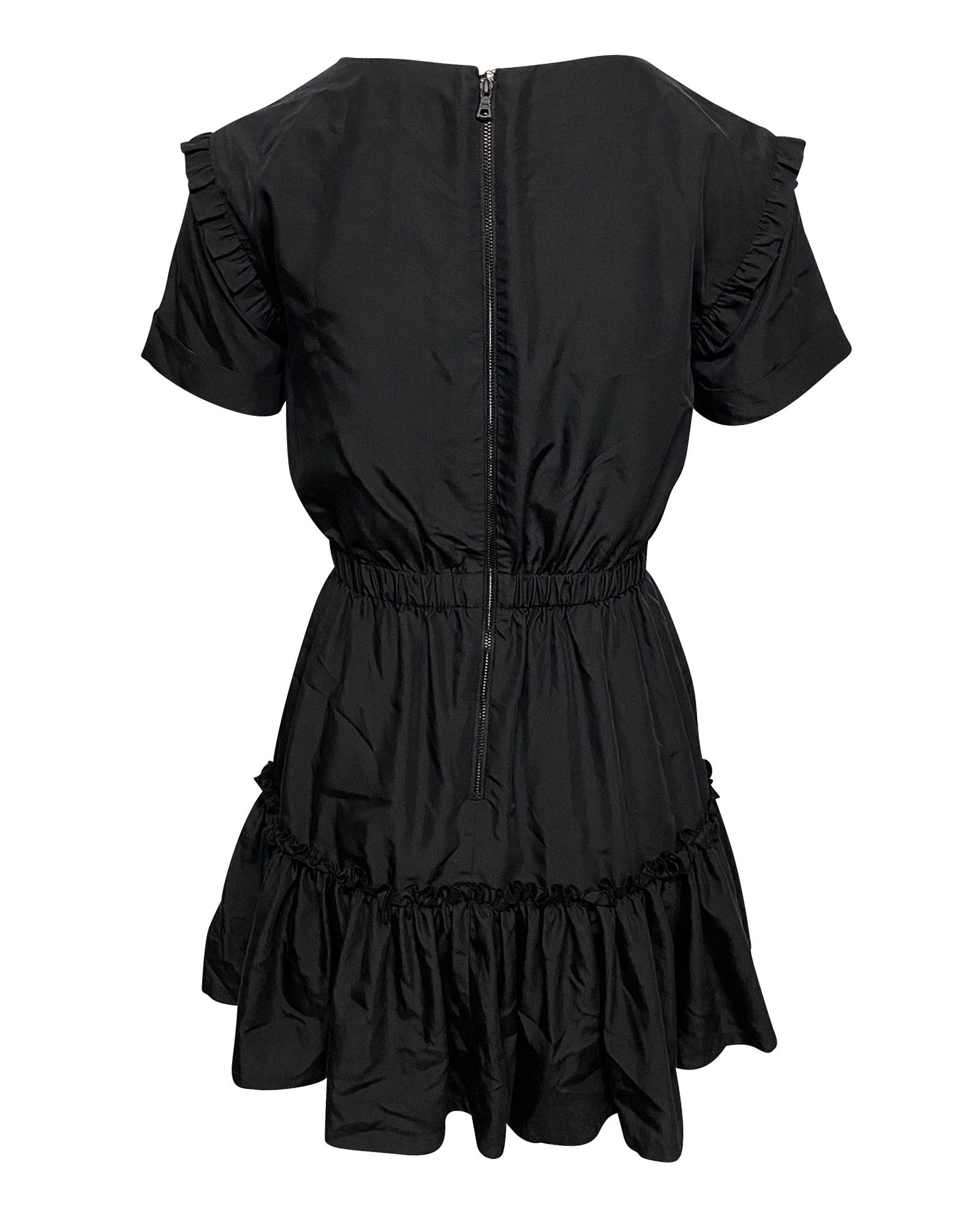 Alice + Olivia Alice + Olivia Garner Ruffled Mini Dress in Black Modal Size XS / US 0-2 / IT 36-38 - 2 Thumbnail