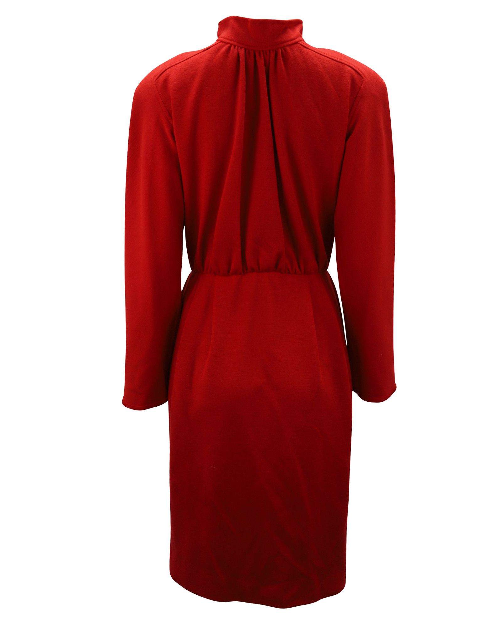 Oscar De La Renta Oscar De La Renta Long Sleeve Buttoned Midi Dress in Red Woo Size XS / US 0-2 / IT 36-38 - 2 Thumbnail