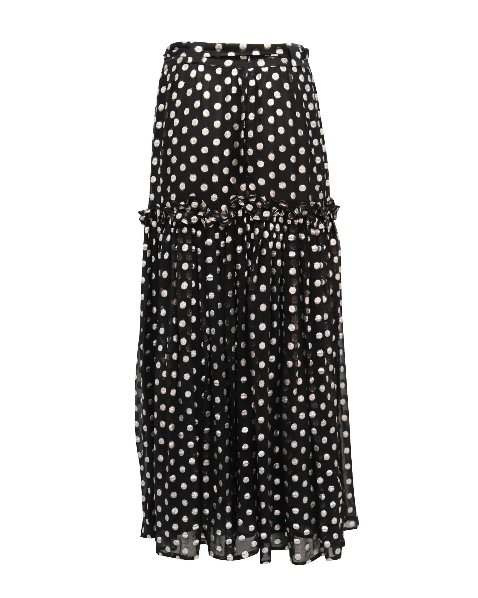 Dodo Bar Or Dodo Bar Or Metallic Polka Dots Skirt in Black Polyester Size 24" / US 00 / IT 34 - 2 Thumbnail