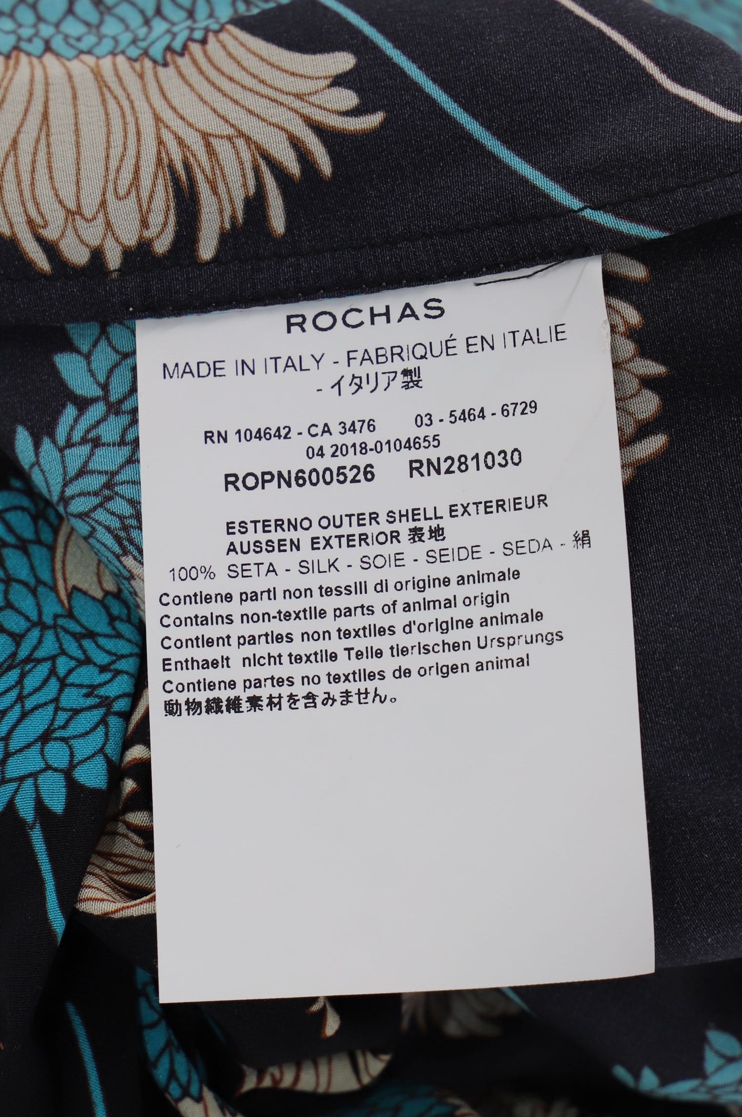 Rochas Rochas Long Sleeve Floral Print Blouse in Black Silk Size XS / US 0-2 / IT 36-38 - 3 Thumbnail