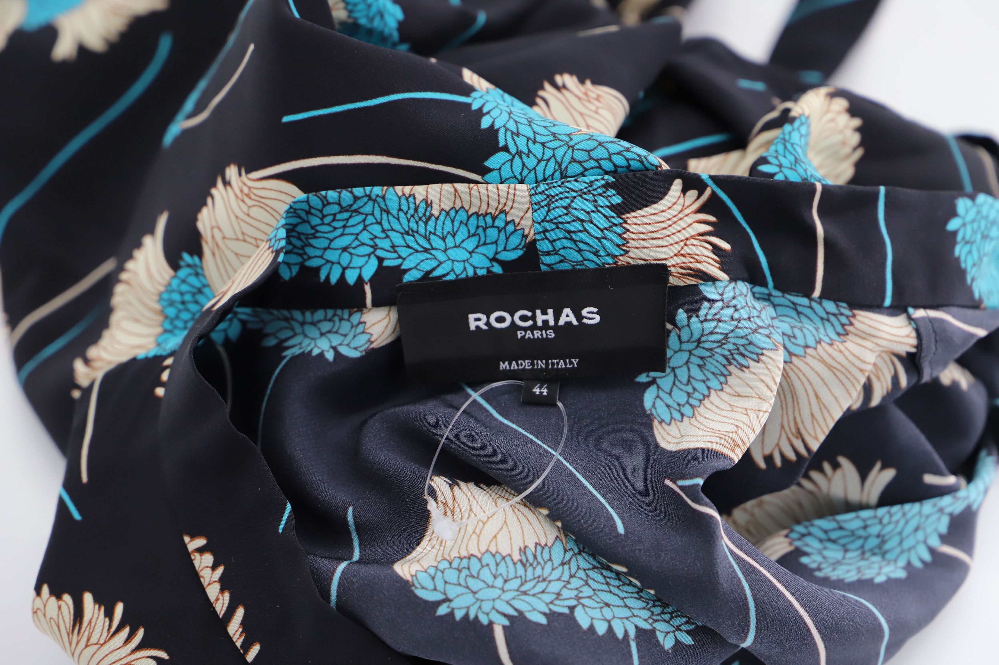 Rochas Rochas Long Sleeve Floral Print Blouse in Black Silk Size XS / US 0-2 / IT 36-38 - 4 Thumbnail