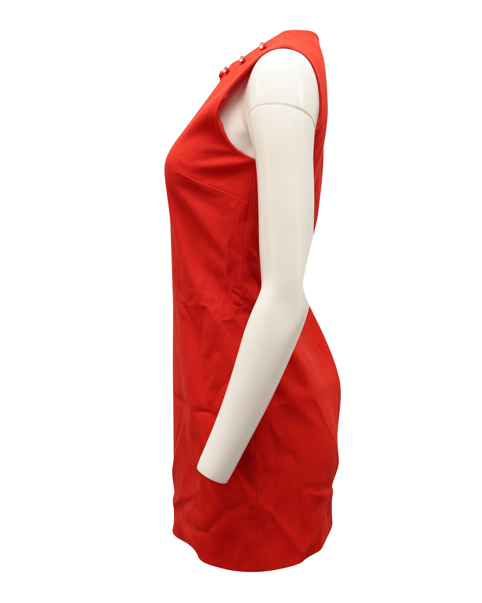 Christopher Kane Christopher Kane Crystal Embellished Mini Dress in Red Wool Size XS / US 0-2 / IT 36-38 - 2 Thumbnail