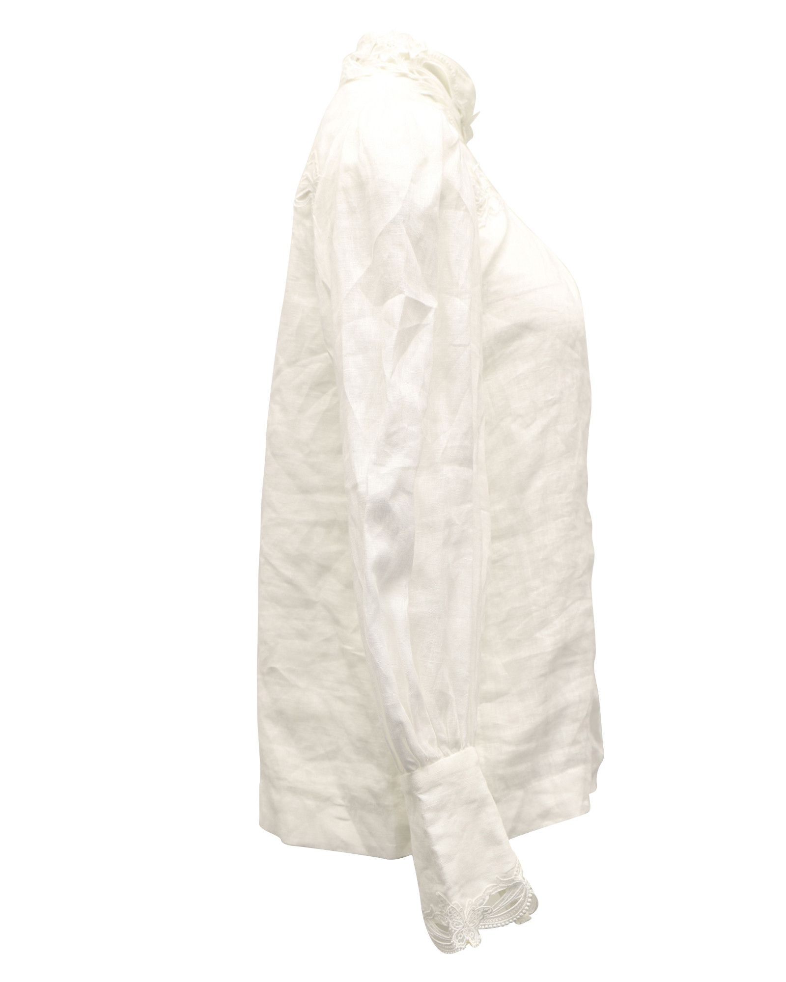 Zimmermann Zimmermann Longsleeve Blouse in White Linen Size XS / US 0-2 / IT 36-38 - 3 Thumbnail