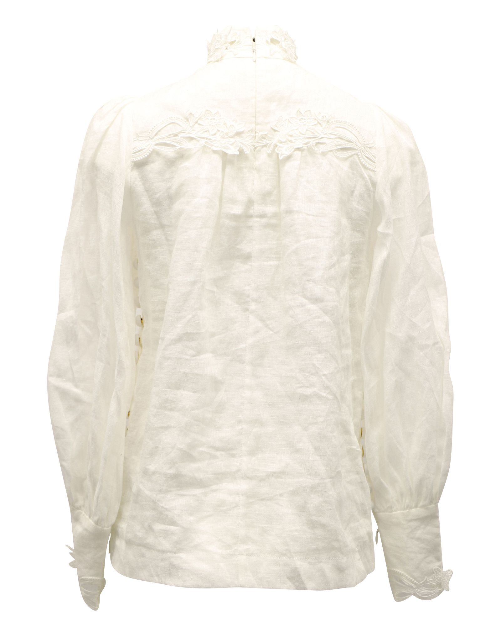 Zimmermann Zimmermann Longsleeve Blouse in White Linen Size XS / US 0-2 / IT 36-38 - 2 Thumbnail