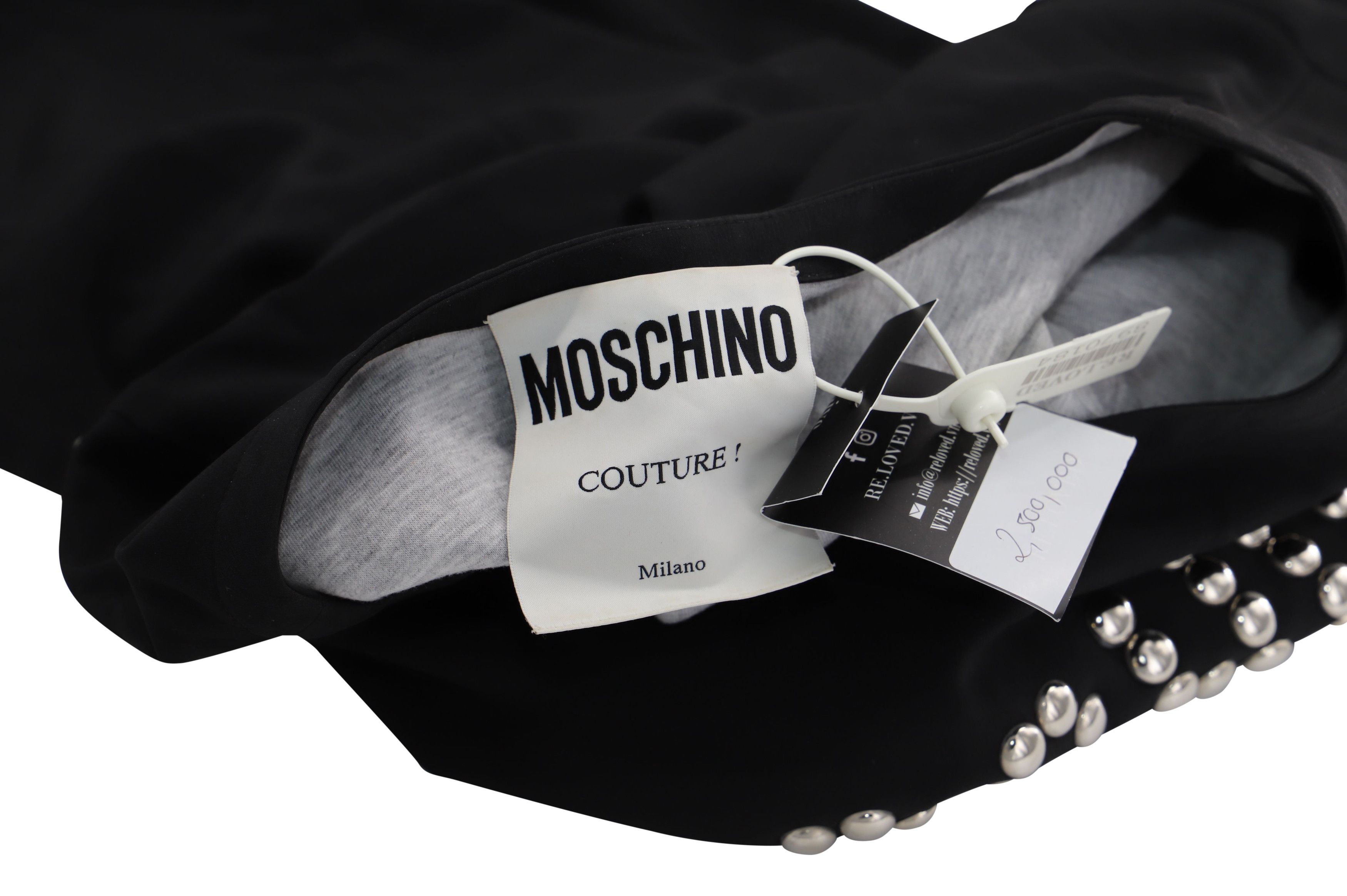 Moschino Moschino Studded Shirt Dress in Black Viscose Size XS / US 0-2 / IT 36-38 - 3 Thumbnail