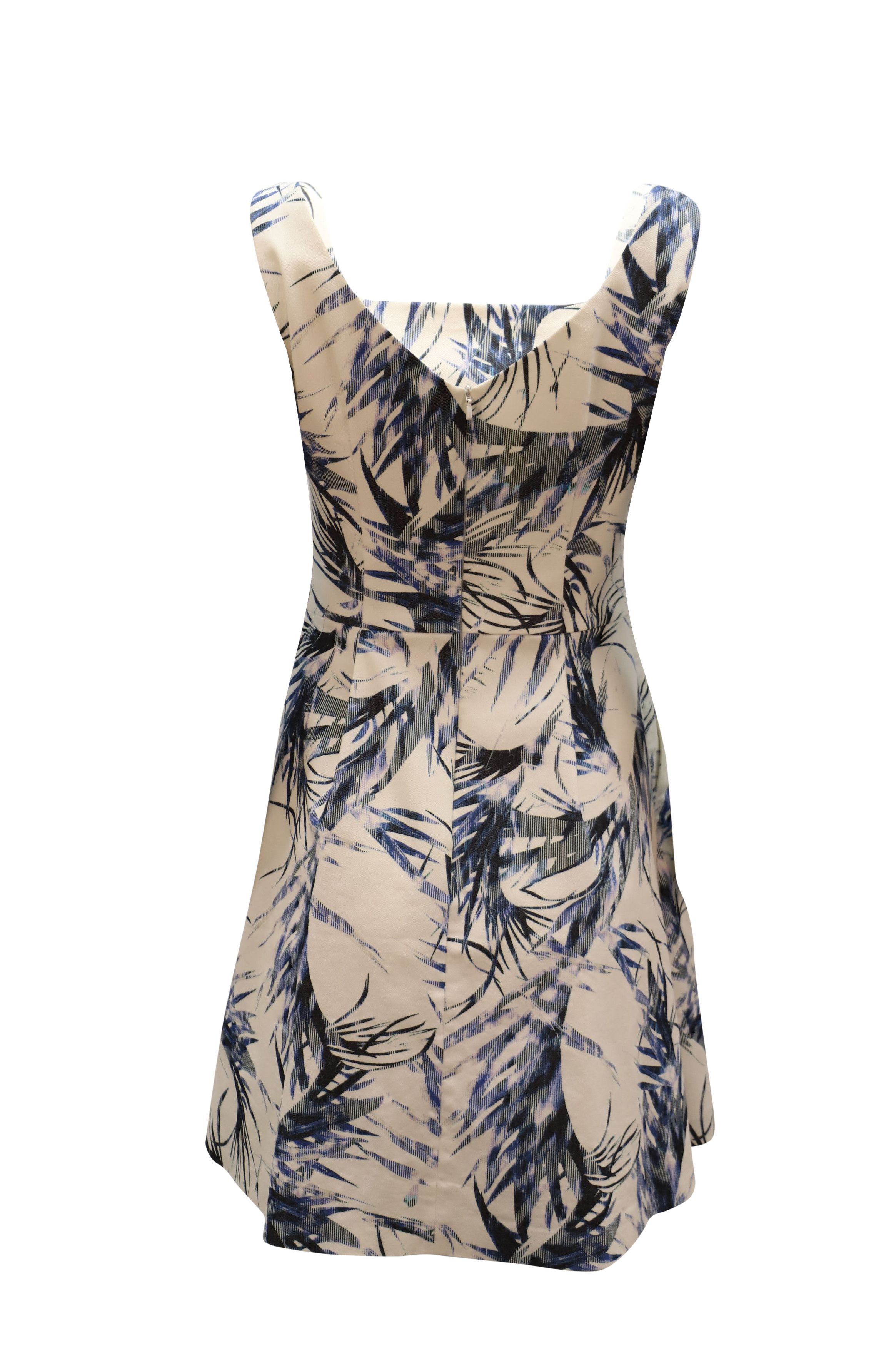 Hugo Boss Hugo Boss Leaf Pattern A-Line Dress in White Print Cotton Size S / US 4 / IT 40 - 2 Thumbnail