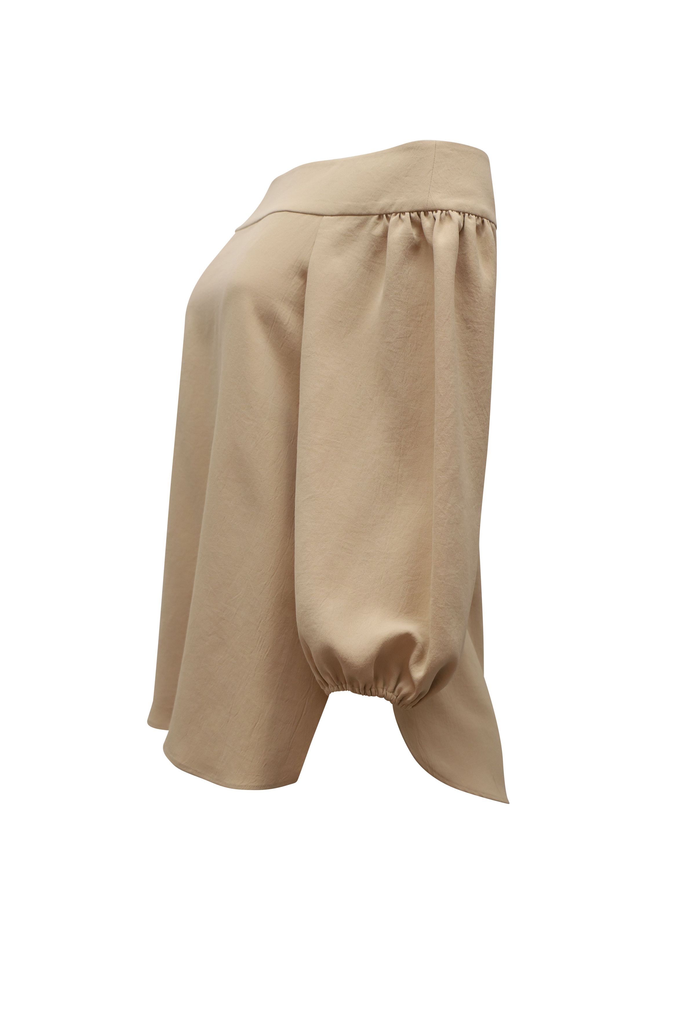 Tibi Tibi Off Shoulder Top in Beige Polyester Size XS / US 0-2 / IT 36-38 - 3 Thumbnail