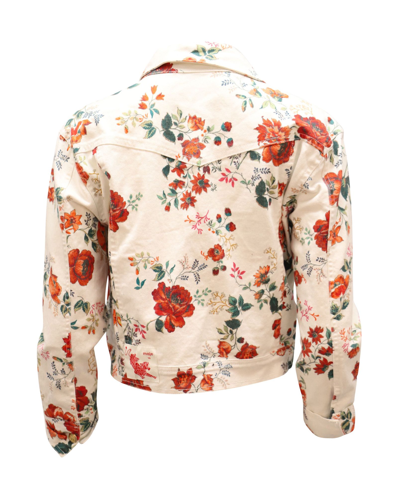 Maje Maje Viflor Denim Jacket in Floral Print Cotton Size XS / US 0-2 / IT 36-38 - 2 Thumbnail